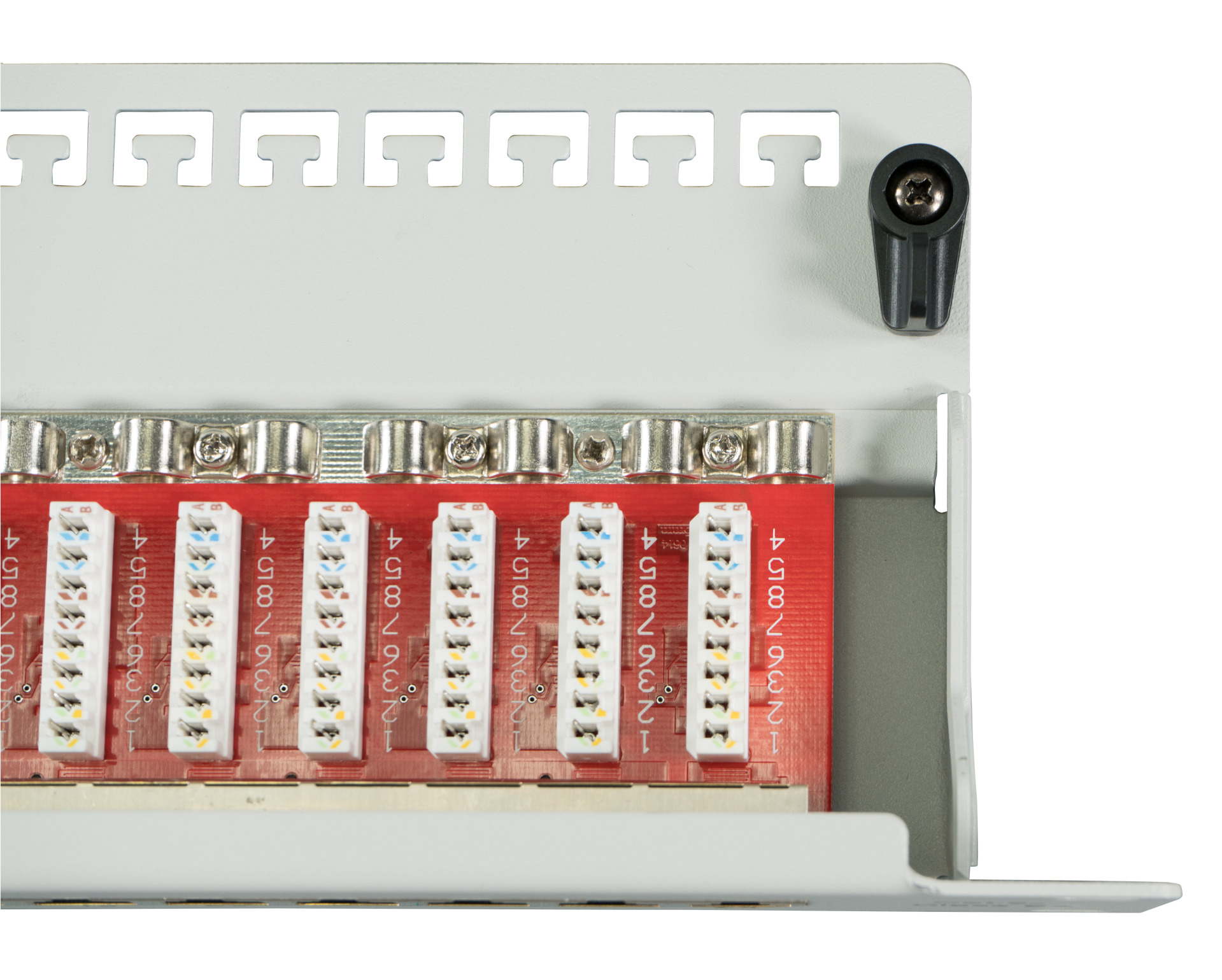 Patchpanel STP 24xRJ45 Cat.6A, 19“ 1HE, RAL7035 grau