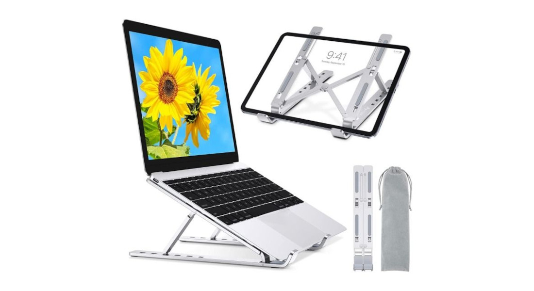 Höhenverstellbarer Laptopständer aus Aluminium mit Transporttasche und Klappfunktion 
