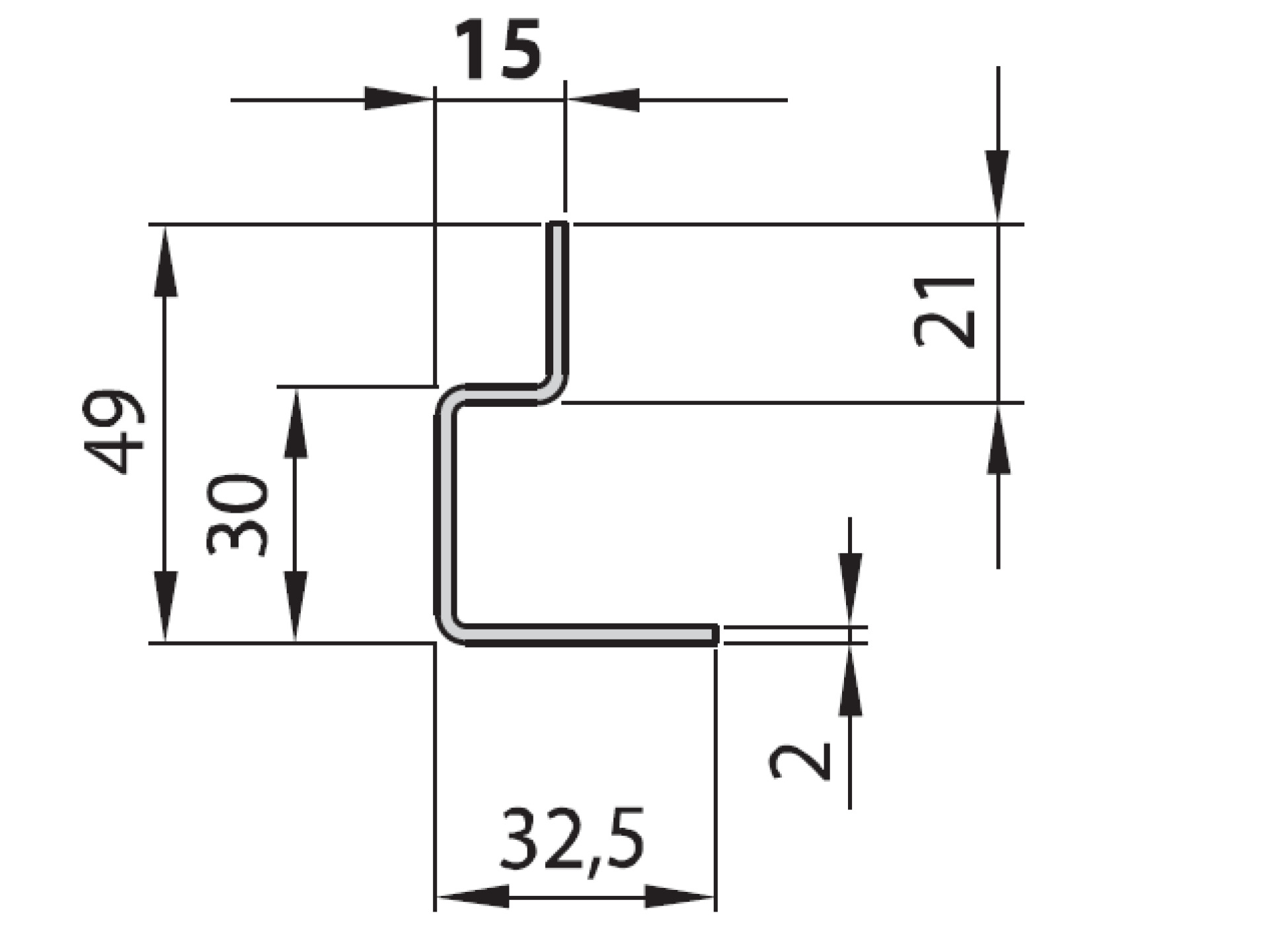 19" Profile Rail for 42U, Set 2 Pieces, for PRO