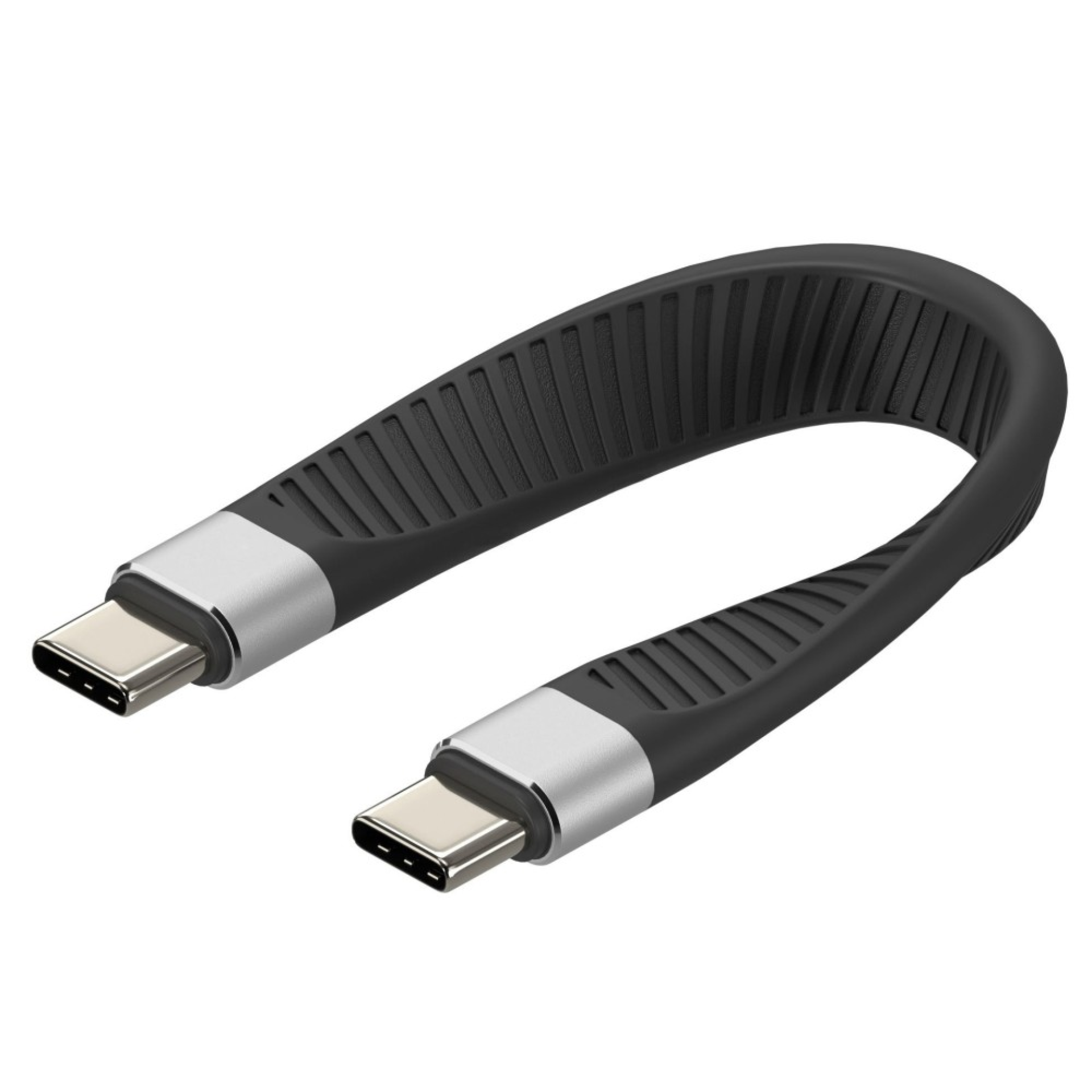 Techly USB-C male to USB-C male, short, flat FPC fast charging cable
