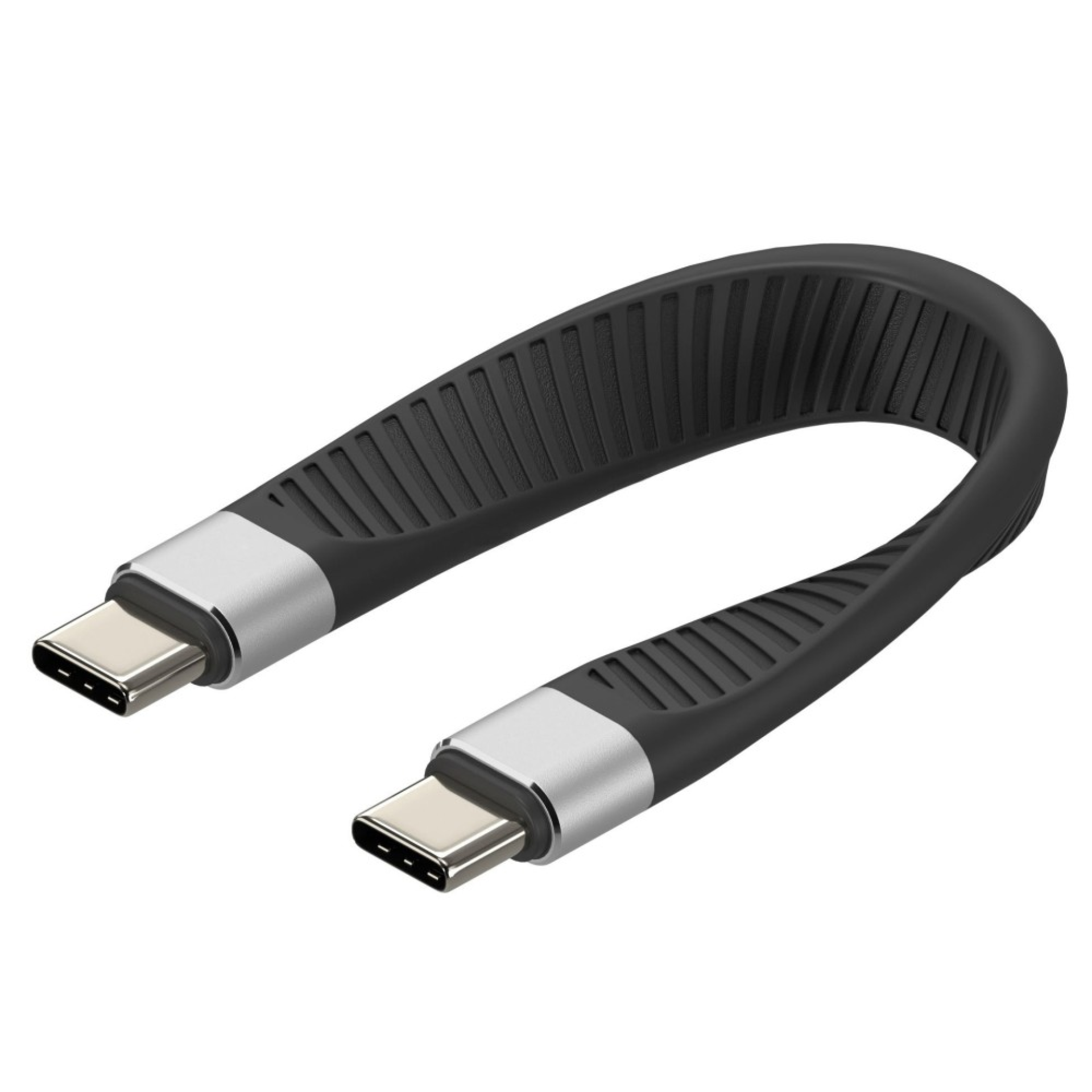 Techly USB-C Stecker auf USB-C Stecker, kurz, flaches FPC Schnellladekabel