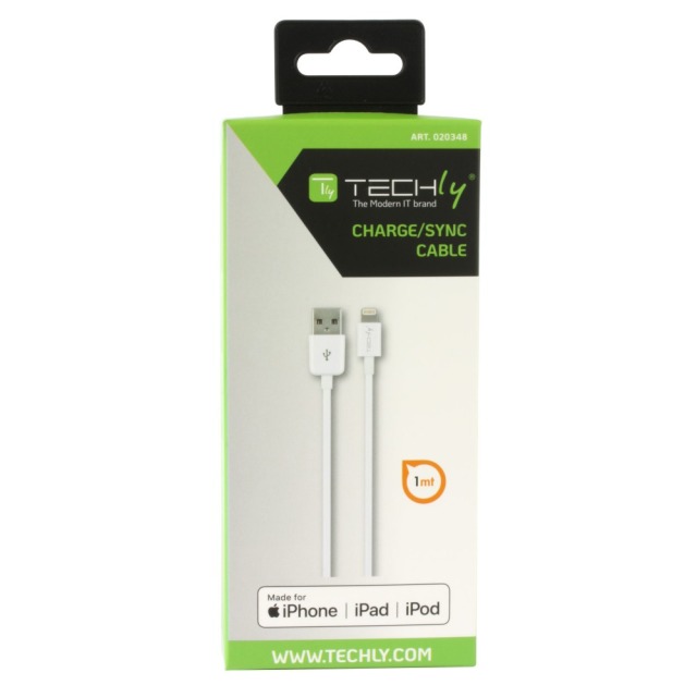 USB2.0 connection cable type A - Lightning, white 1m, packaging with perforation