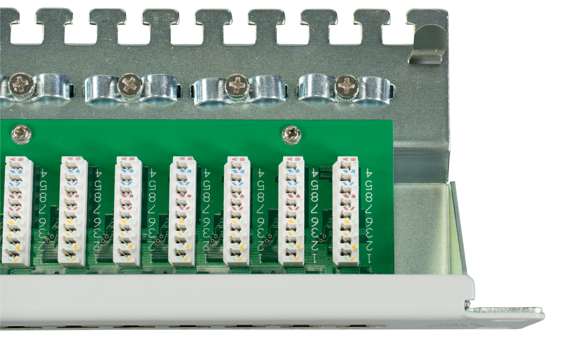 Patchpanel STP 24xRJ45 Cat.6, 19“ 1HE, RAL7035 grau