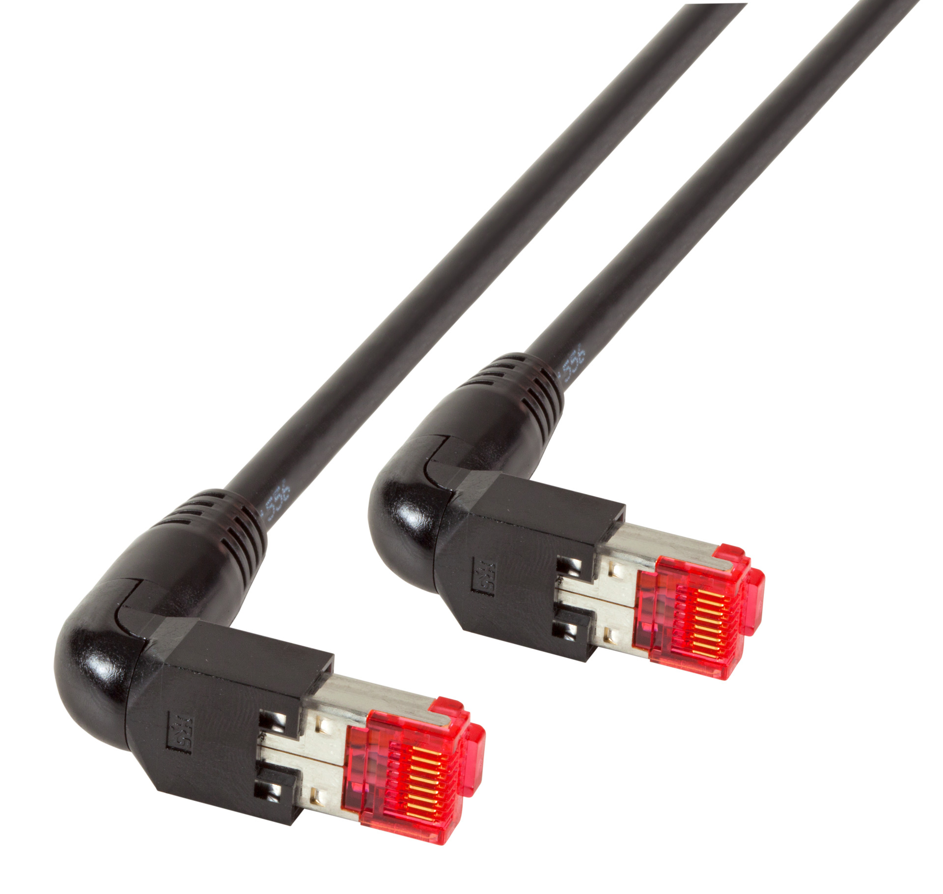 RJ45 Patchkabel S/FTP, Cat.6A, 2x TM21 90°, UC900, 0,5m, schwarz