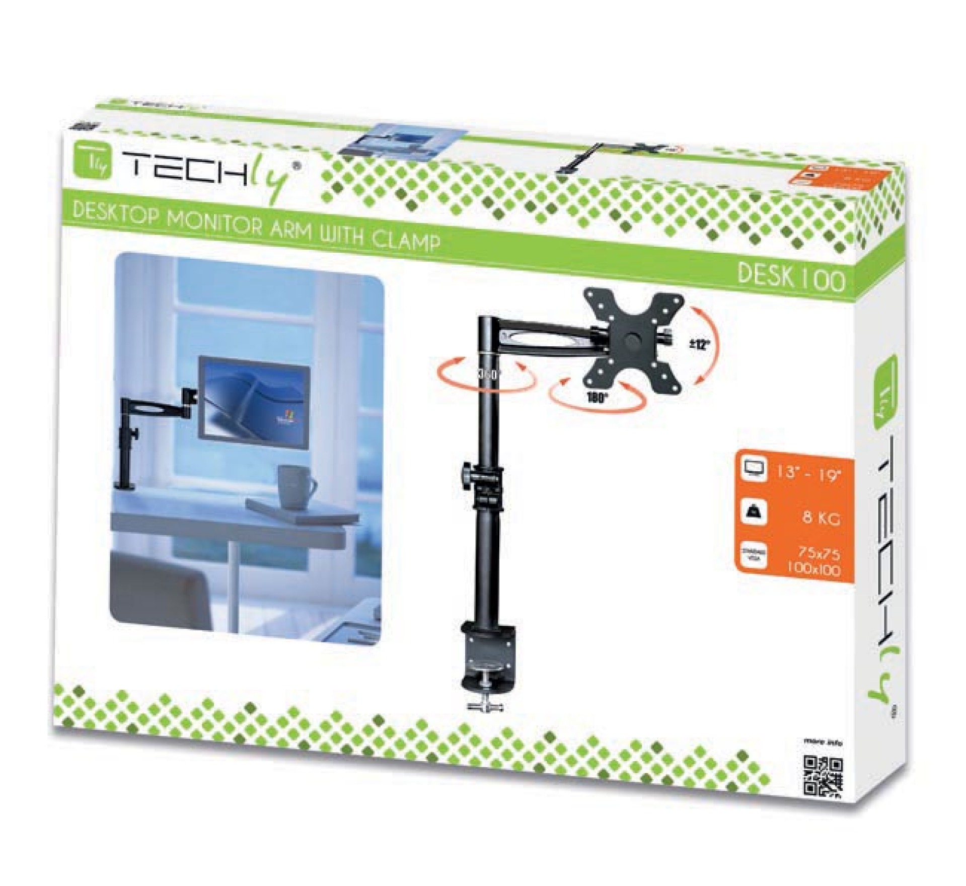 Schreibtischhalterung für LCD TV LED 13"-27", Mittelarm neigbar, mit Klemme