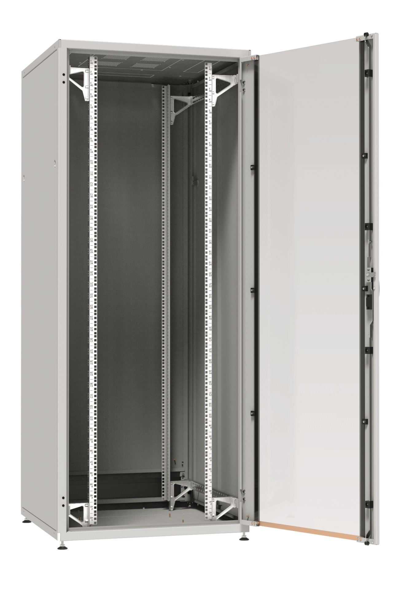 19" Network Cabinet PRO 18U, 800x800 mm, RAL7035, Rear Door with Turning Handle