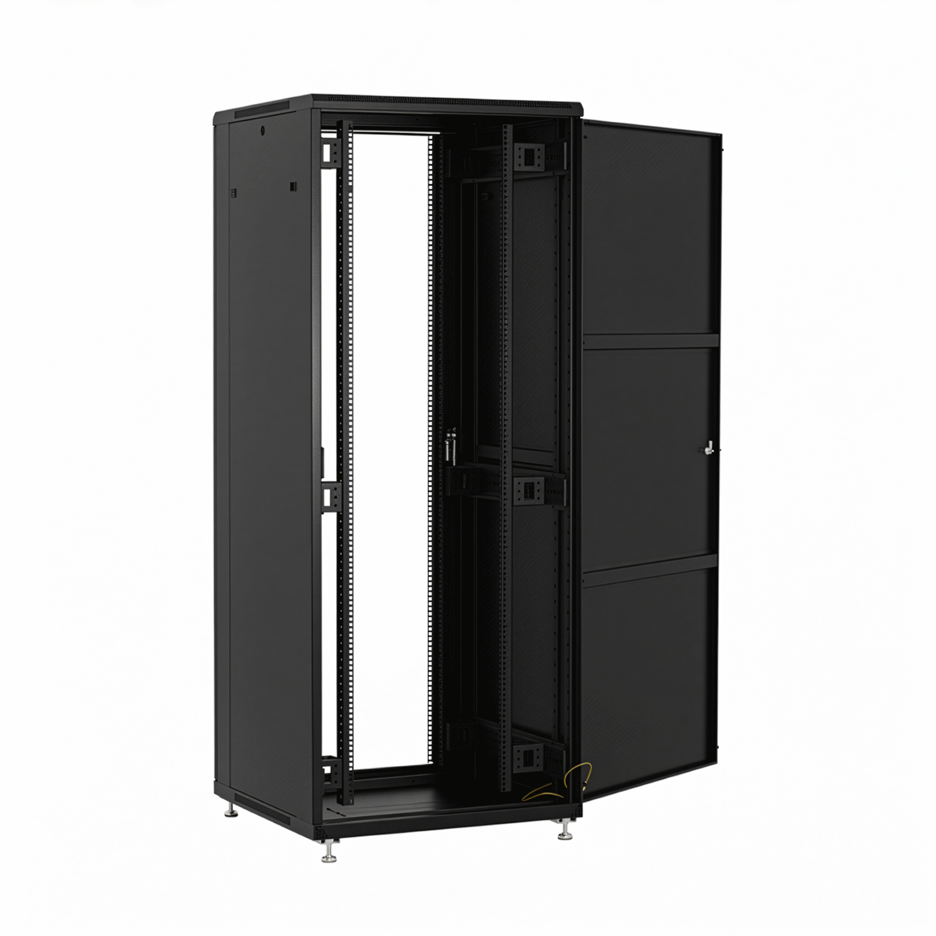 19''Netzwerkschrank PEL 24HE 600x600 RAL9005,Front Glas 1-tlg.,Rück Stahl 1-tlg.