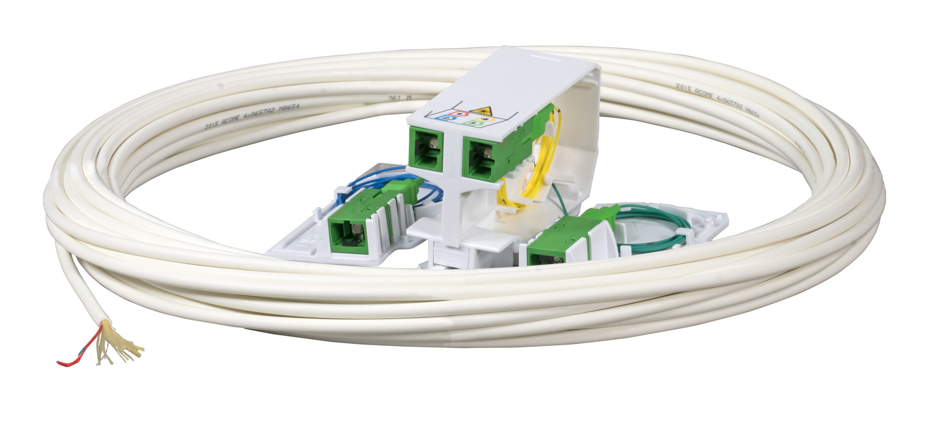FTTH DIN RAIL Adapter,4x SC/APC adapter, Laserprotection integrated,100m DropCa