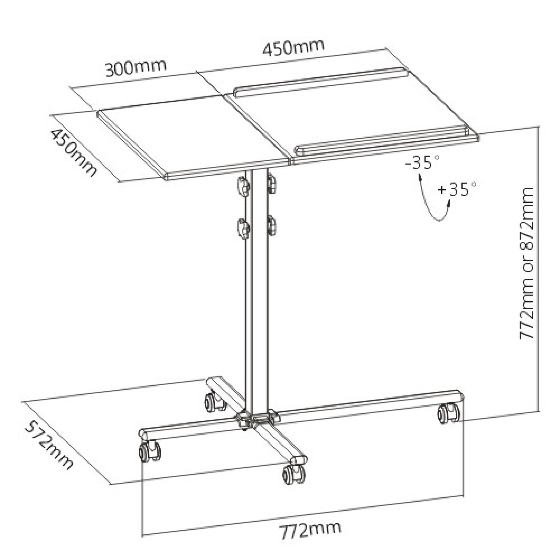 Universal Trolley für Notebook / Projektor 77-87cm