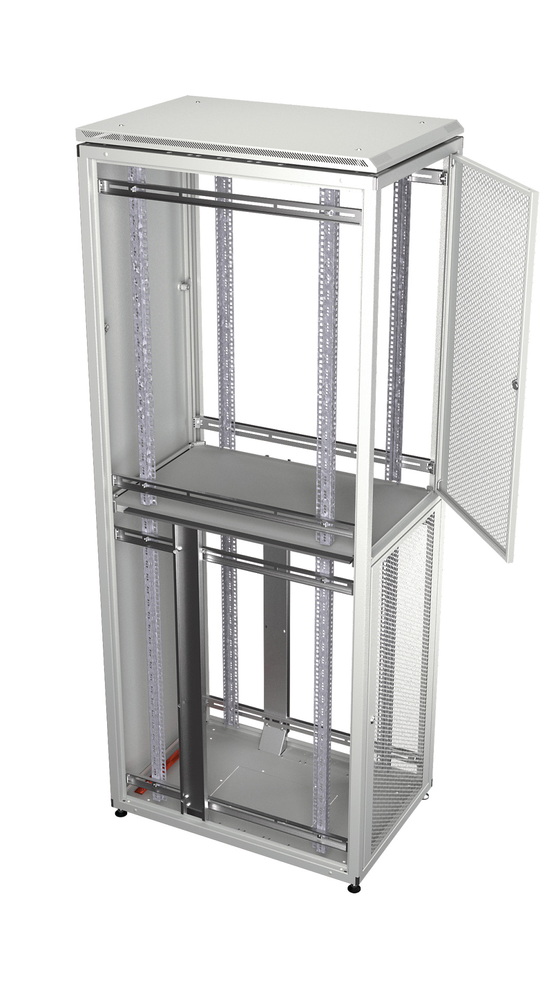 Co-Location Rack PRO, 1x23U+2x11U, 600x1000 mm, F+R 1-Part Perforated, RAL7035