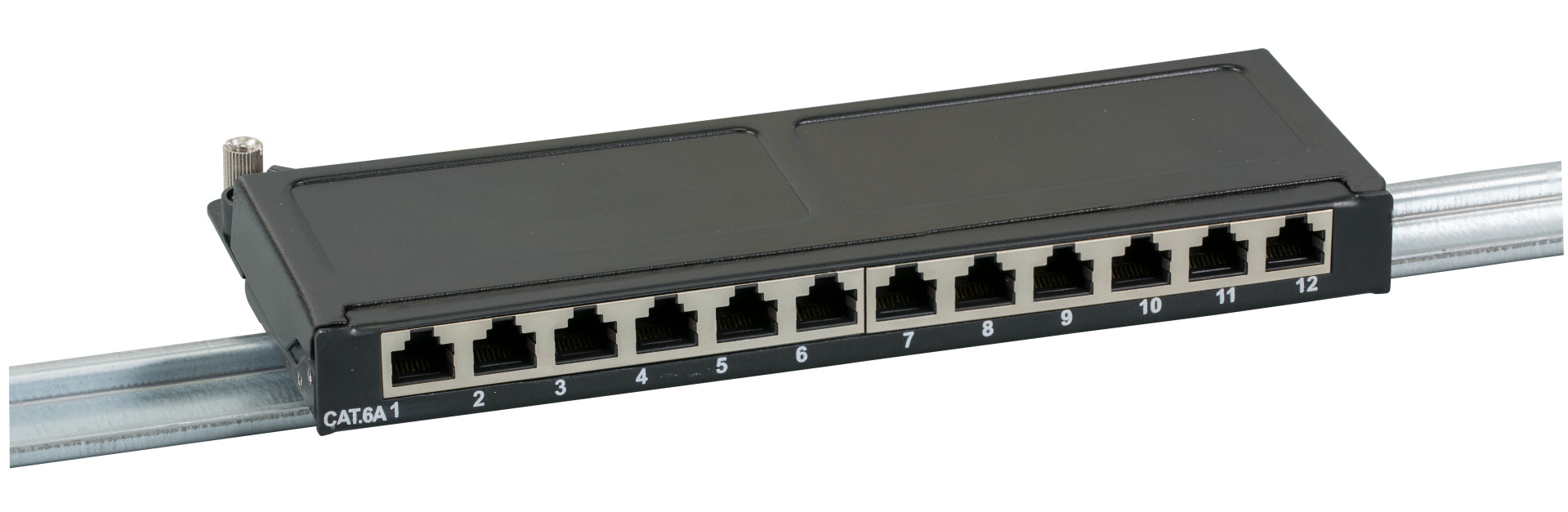 Mini-Patchpanel STP 12xRJ45 Cat.6A, 10“ 0,5U, RAL7035 grey