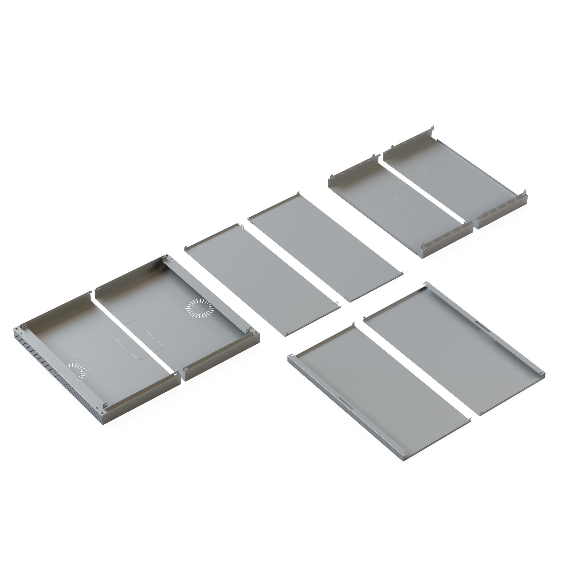 Verkleidung für X-Rack Wandgehäuse ohne Tür 15HE grau RAL7035 2/3