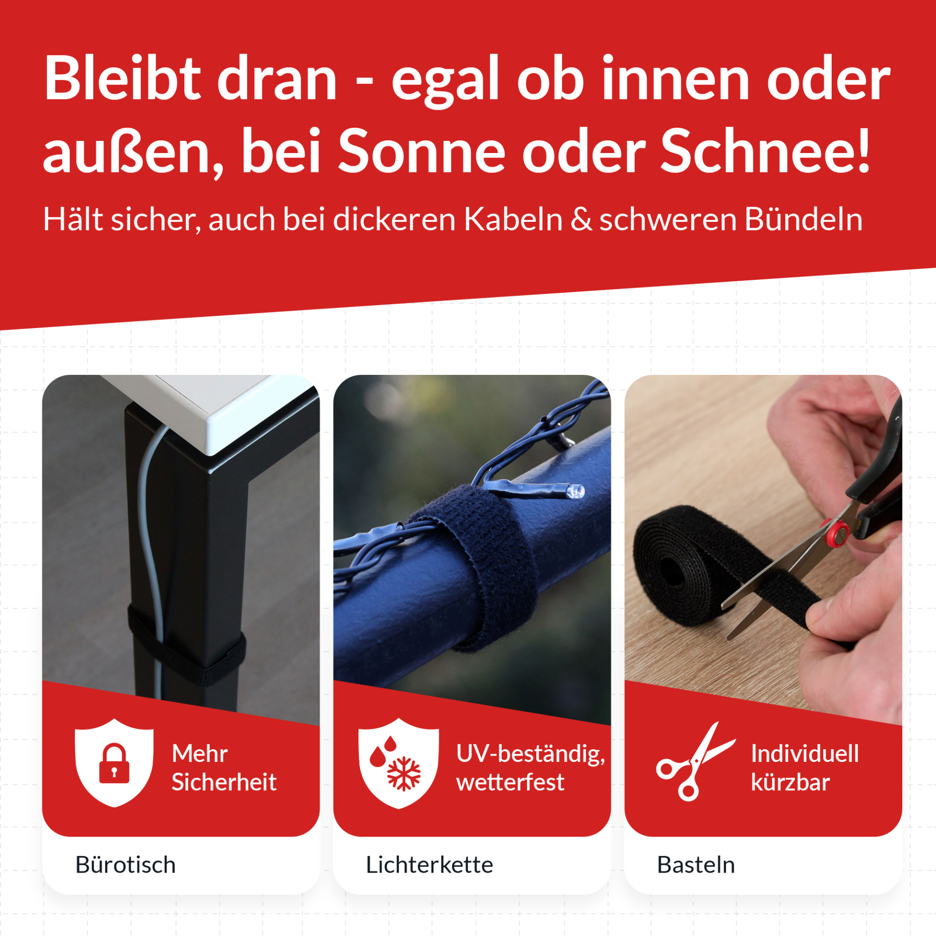 LTC ROLL STRAP, Doppelseitige Klettbandrolle 3m schwarz