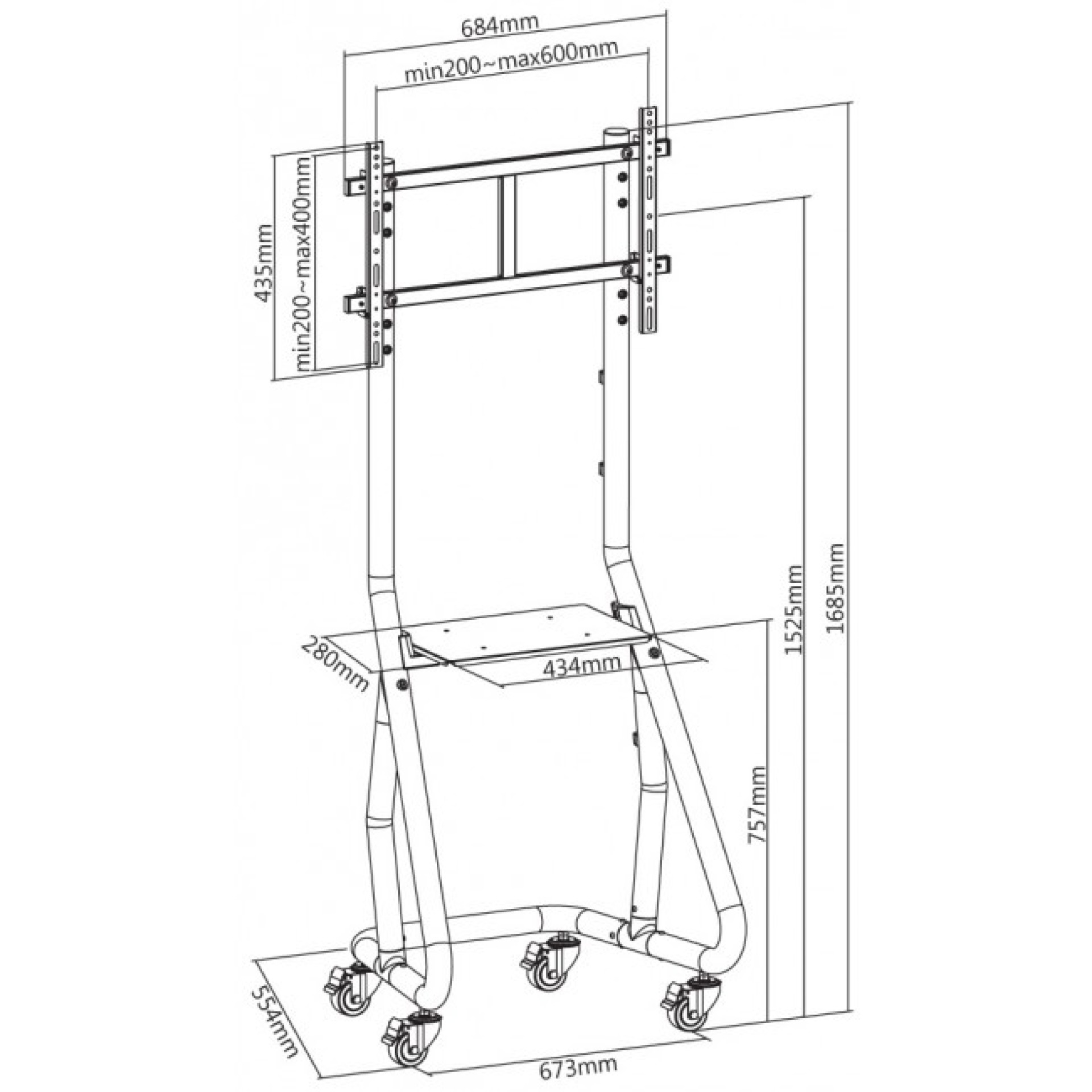 TV Trolley for LCD LED TV 37-80" with shelve