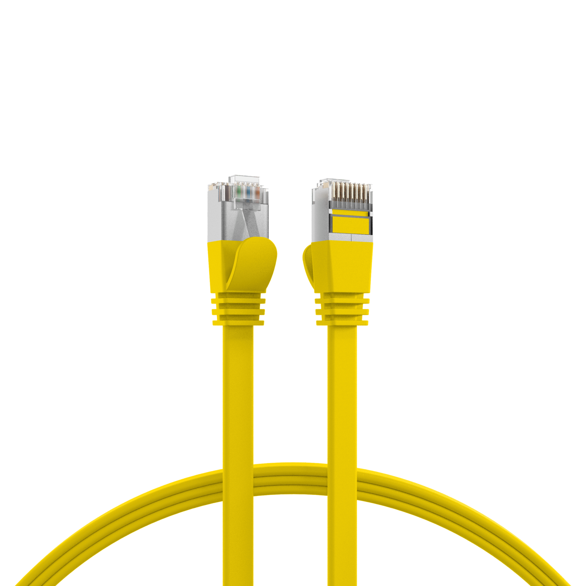 RJ45 Flat Patch Cord Cat.6A U/FTP PVC yellow 0.15m