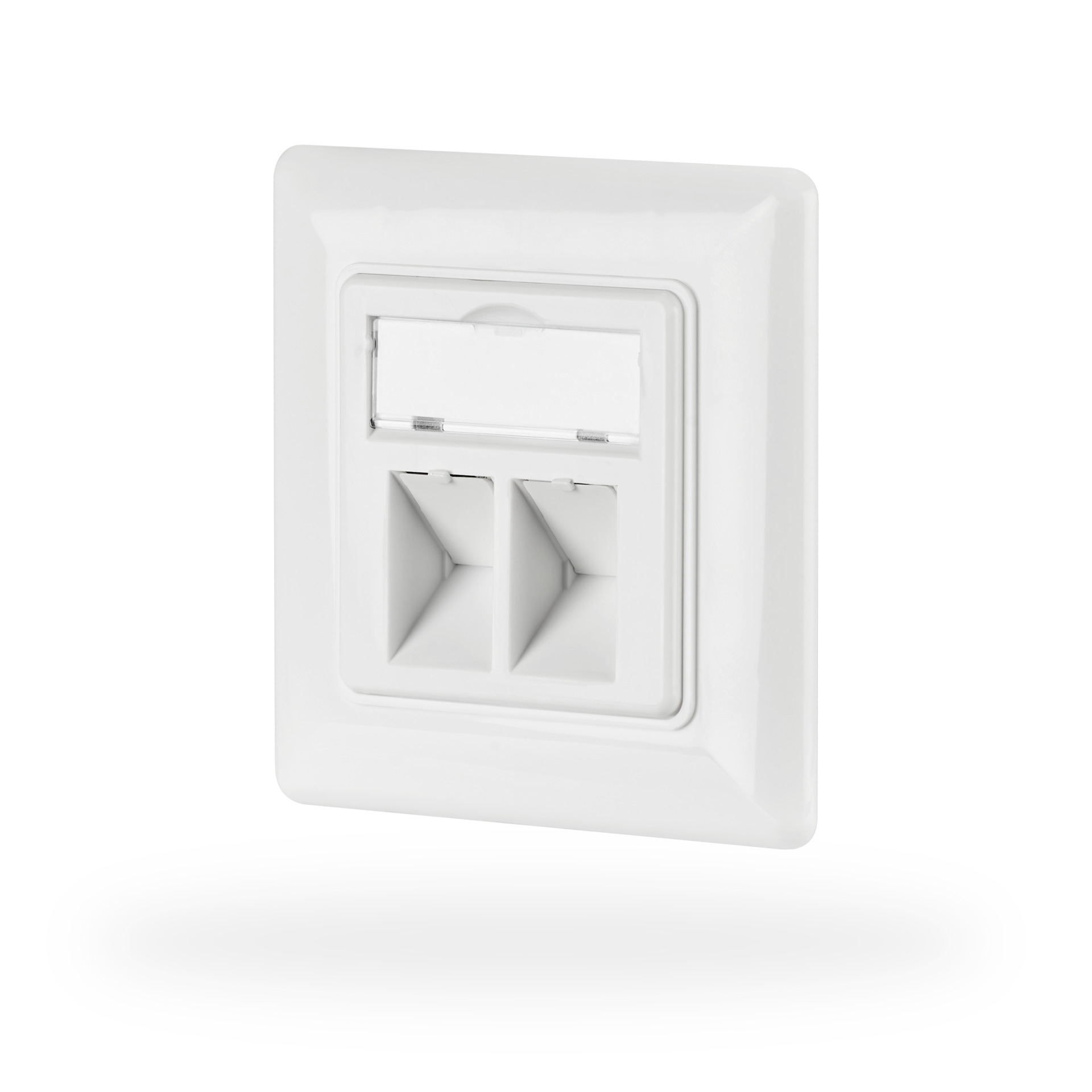 Netzwerkdose 2-fach für Keystones, weiß, RAL 9003, ohne Keystone