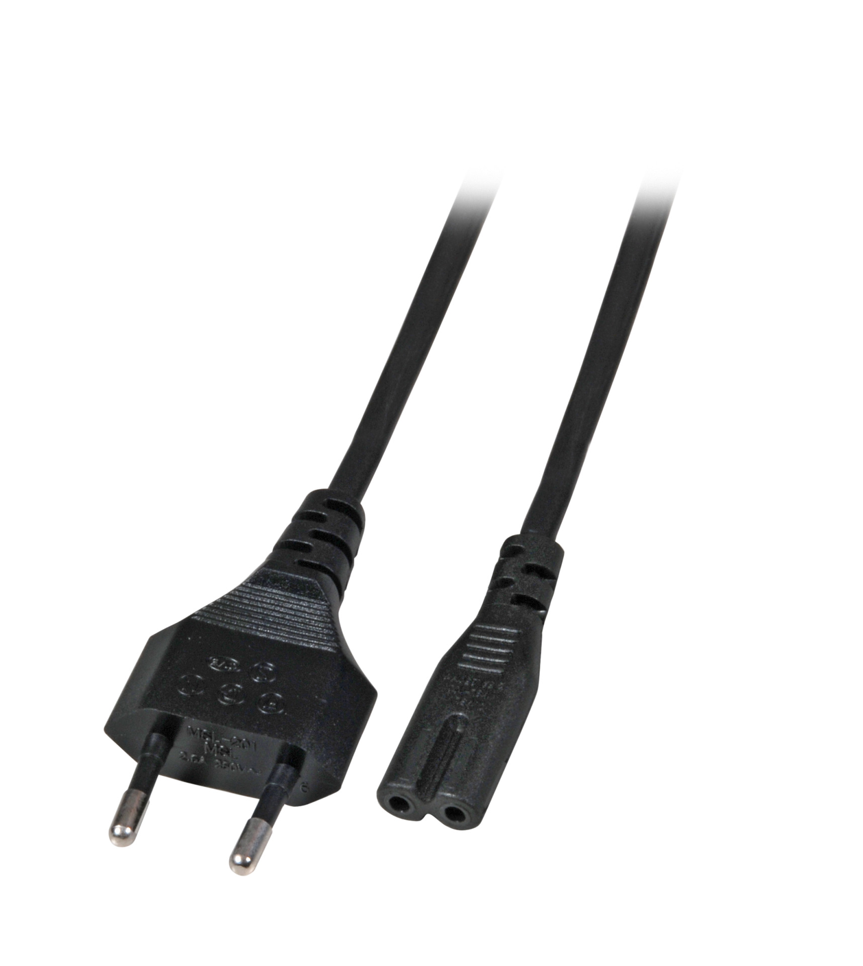 Netzleitung Euro-C7 180°, schwarz, 1 m, 2 x 0.75 mm²