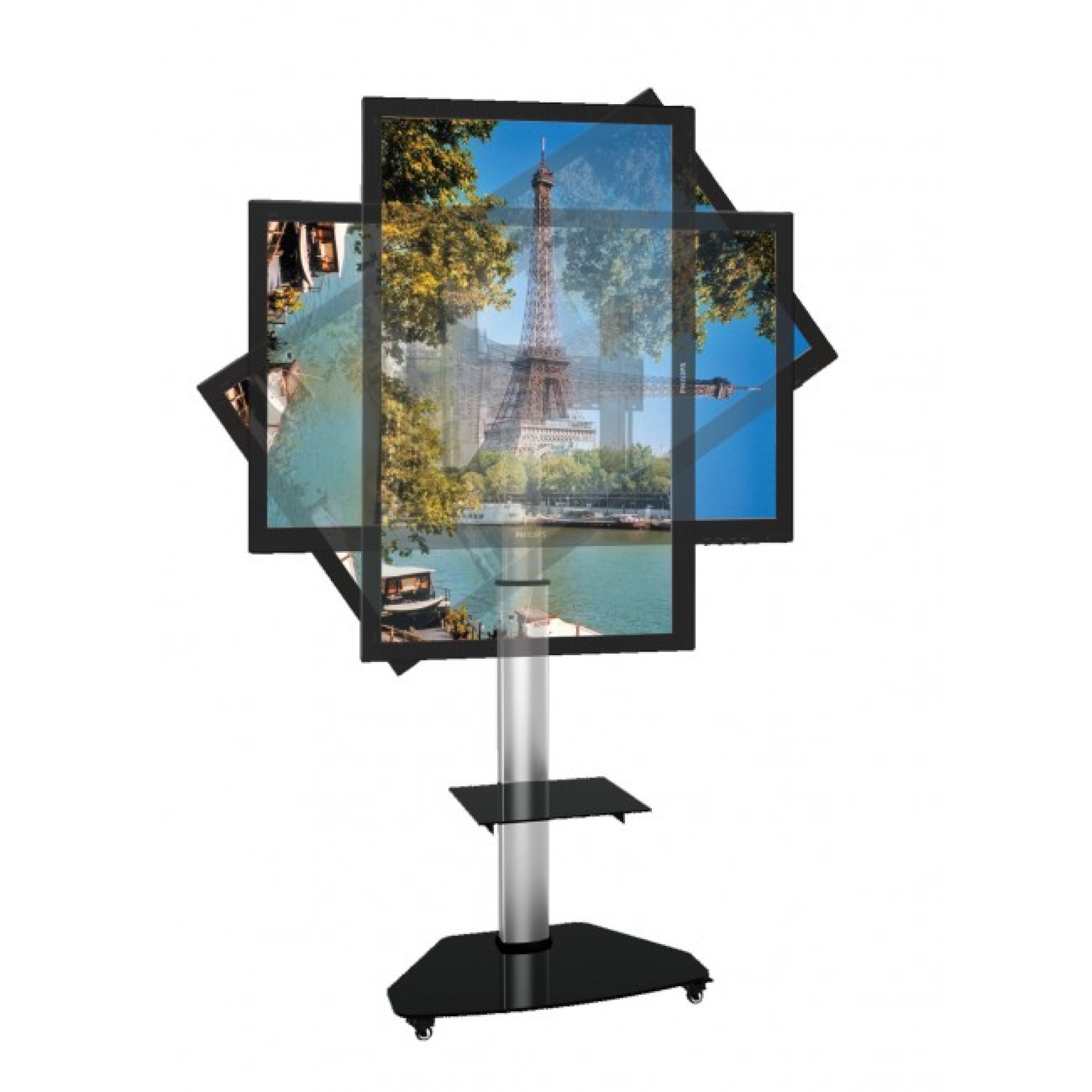 TV Trolley for LCD LED TV 37-70" silver, with shelve