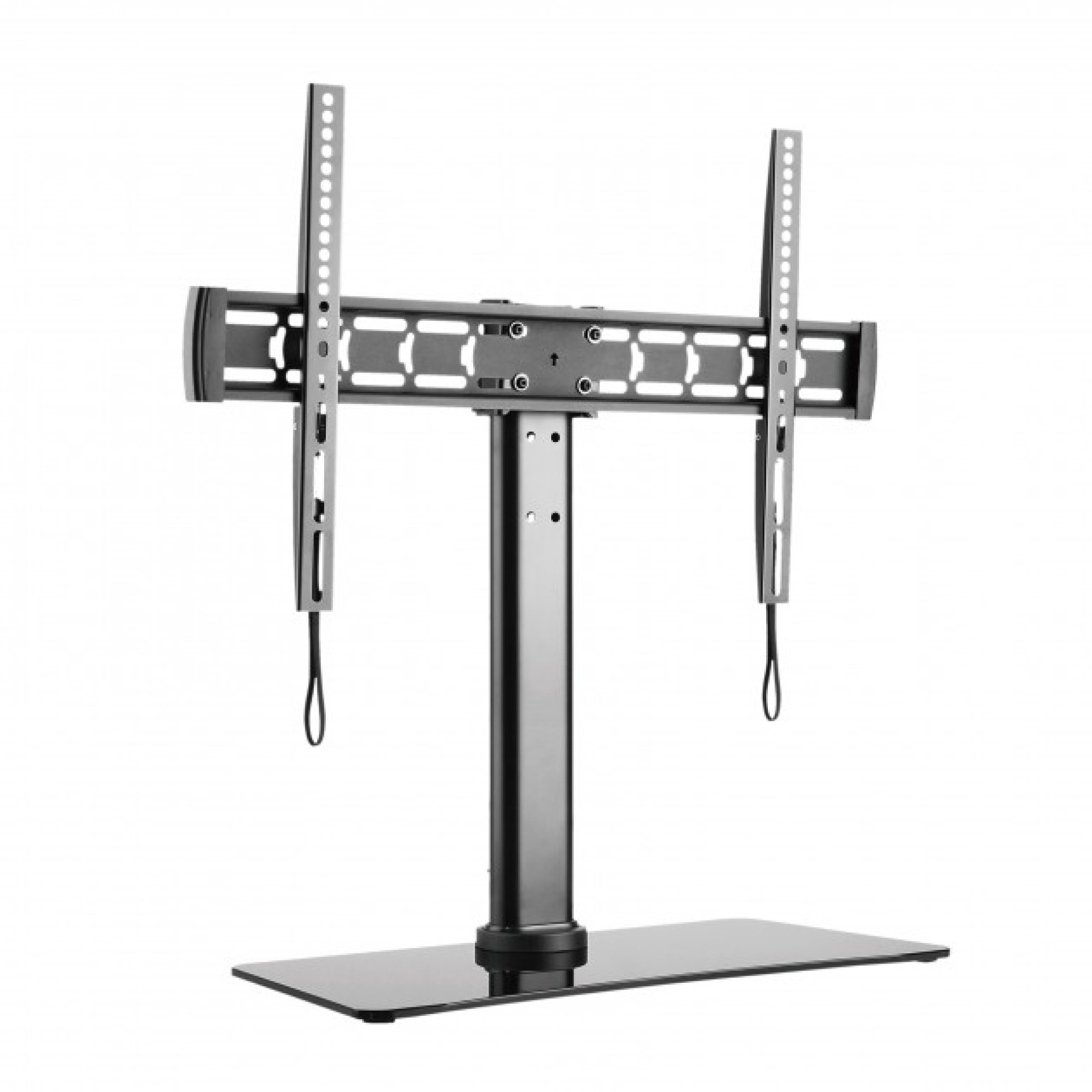 Schreibtischhalterung für 1 LCD TV LED 32"-55", mit Glas Standfuß, schwarz