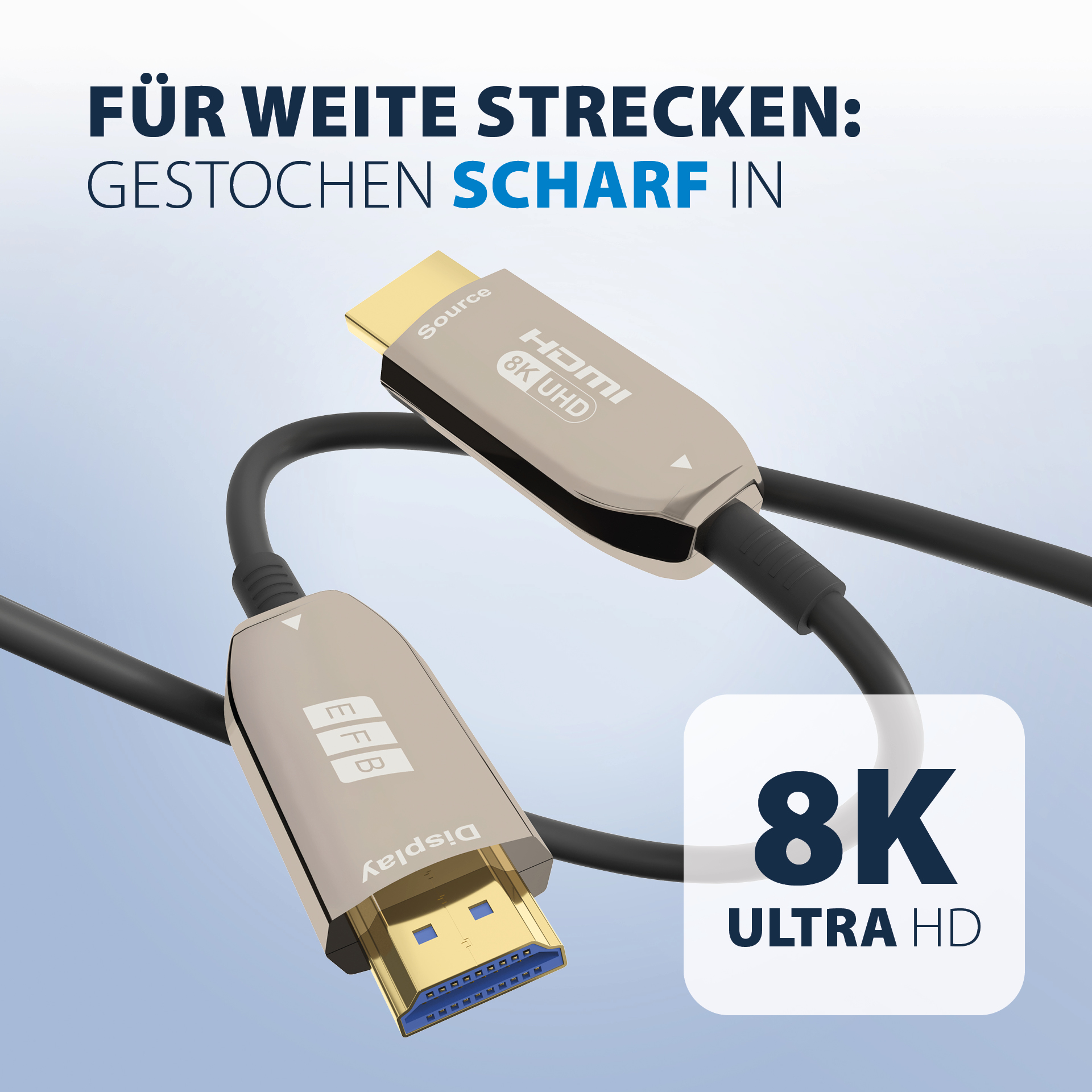 HDMI Glasfaserkabel AOC aktiv 8K60Hz 48 Gbit/s 10m schwarz komp.mit HDMI 2.1/2.0
