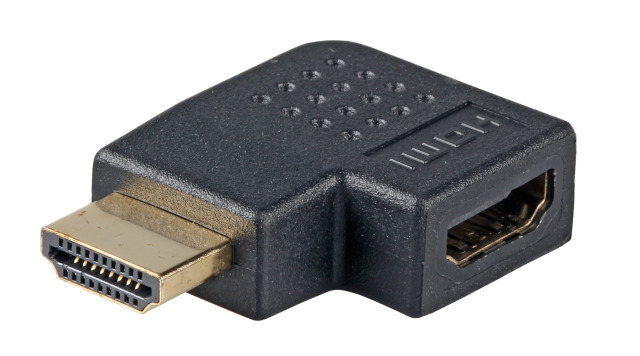 HDMI Adapter, 2x HDMI-A, F-M (right angled), black