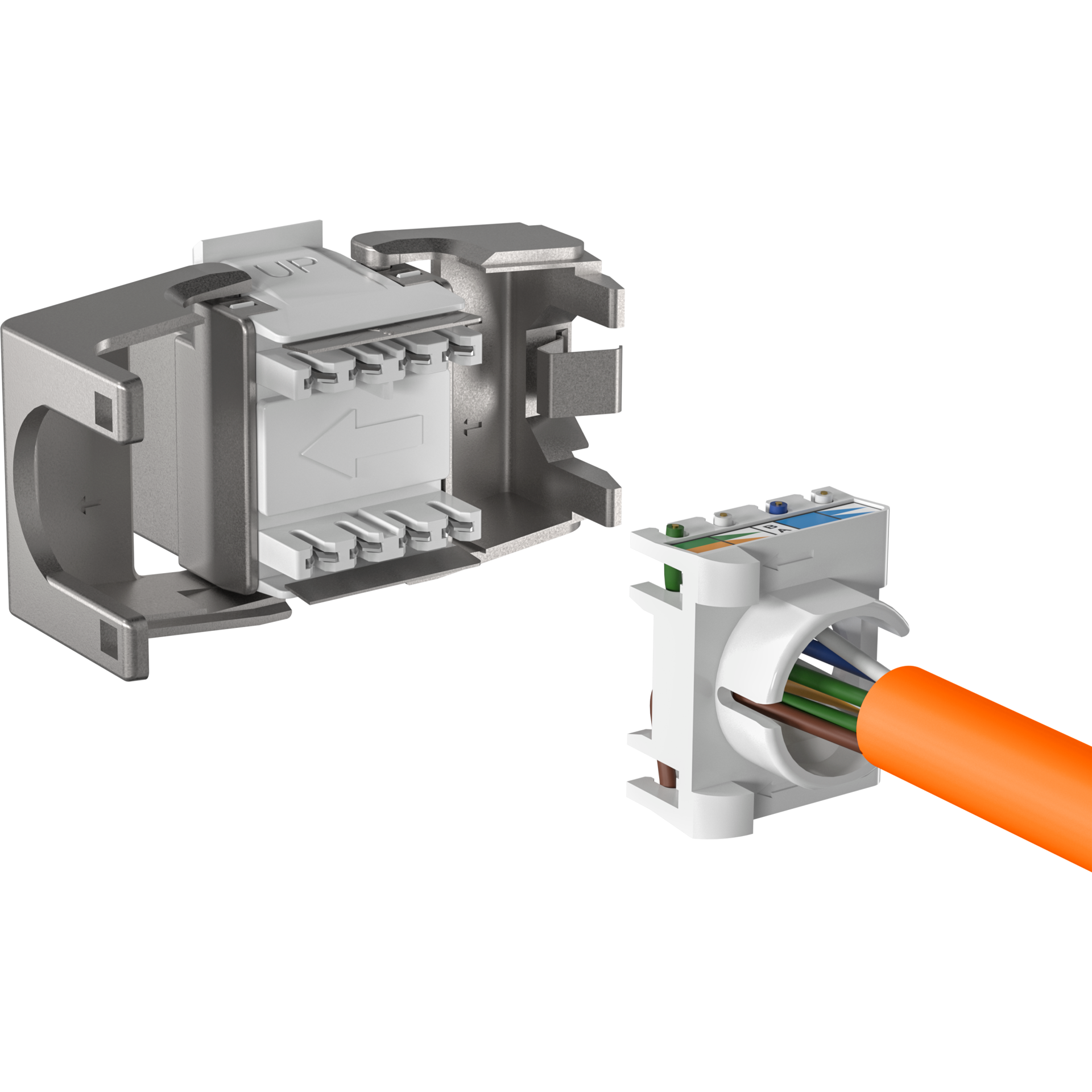 RJ45 Shortbody Keystone STP, Cat.6A 500MHz with internal shutter