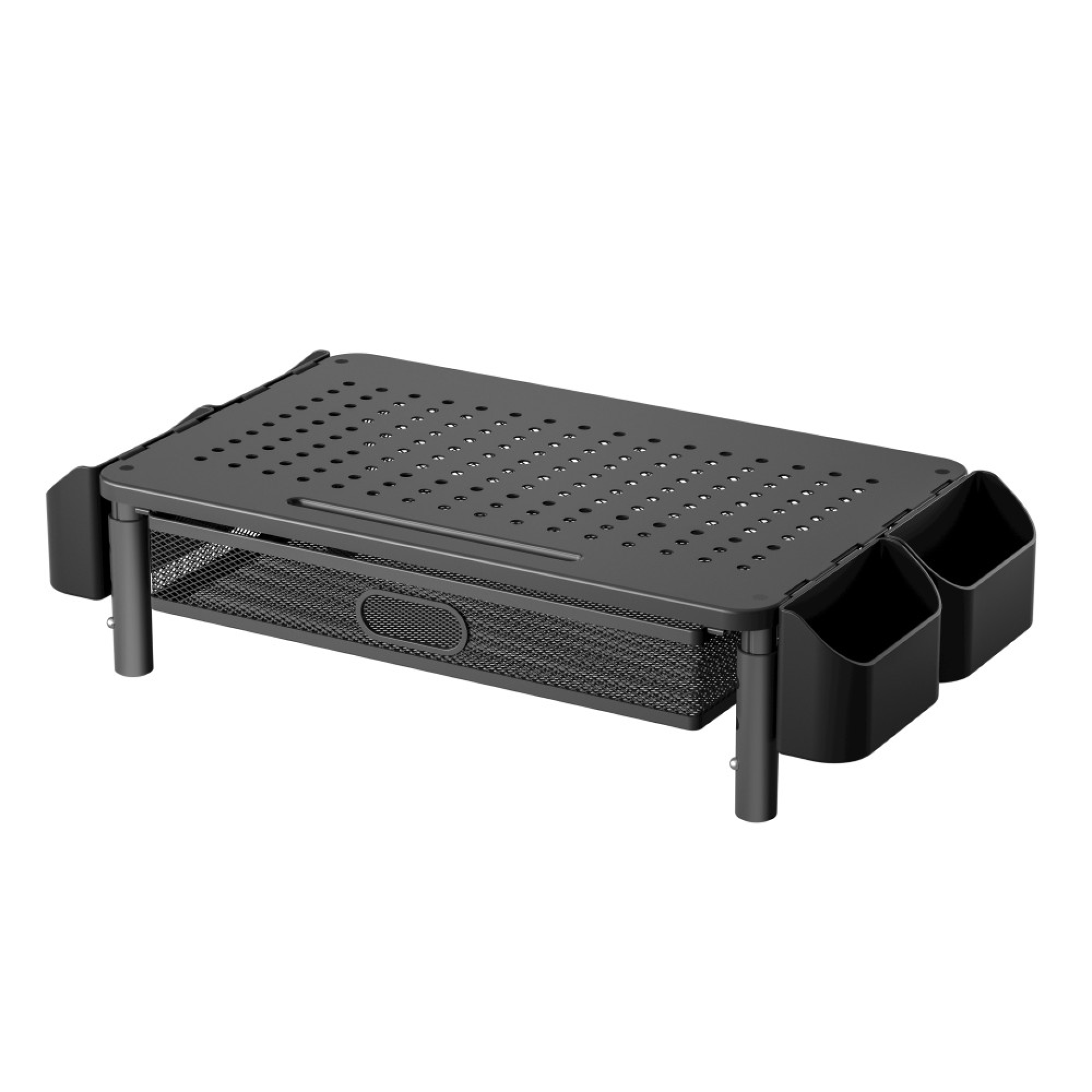 Ergonomic monitor stand with drawer, 3-way height adjustable