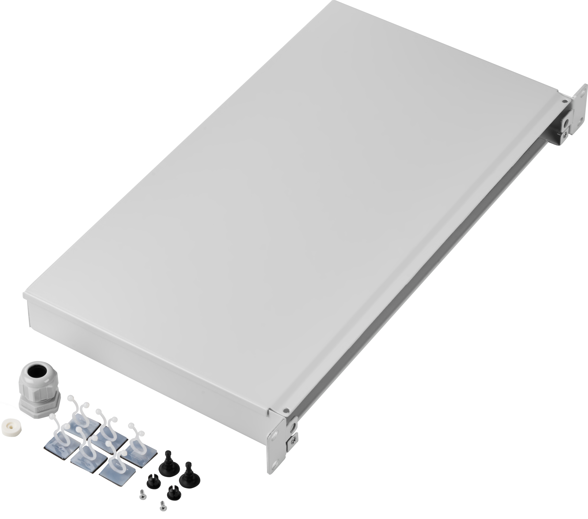 Splice box fixed 1U without front panel, unequipped, grey