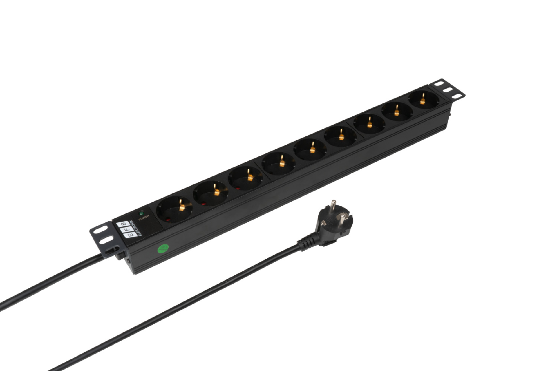 19“ 1HE Steckdosenleiste 9 x CEE 7/3 mit Power LED, im Aluprofil, schwarz