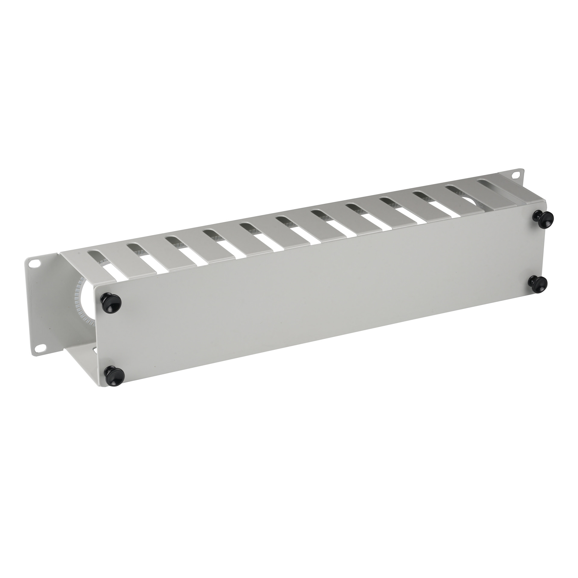 19" 2U Cable Routing Panel with Cover, RAL7035