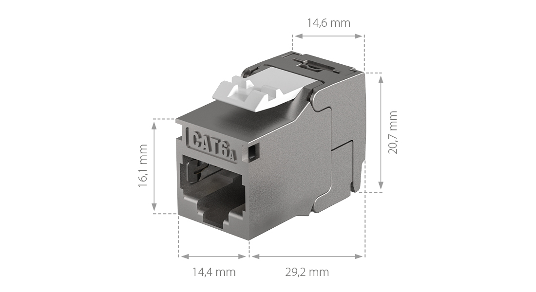 RJ45 Keystone Slimline Shortbody Cat 6A E-20094 Measurements