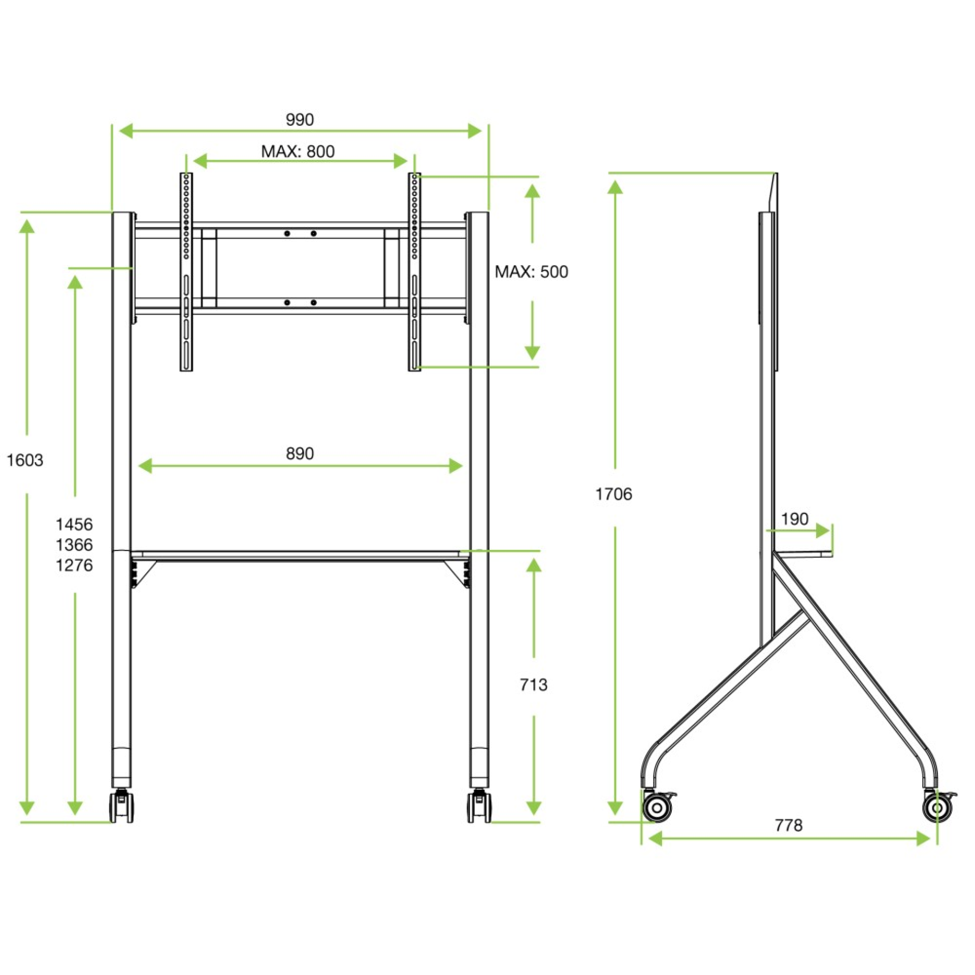 TV Trolley for 55-86" LCD/LED/Plasma TV white