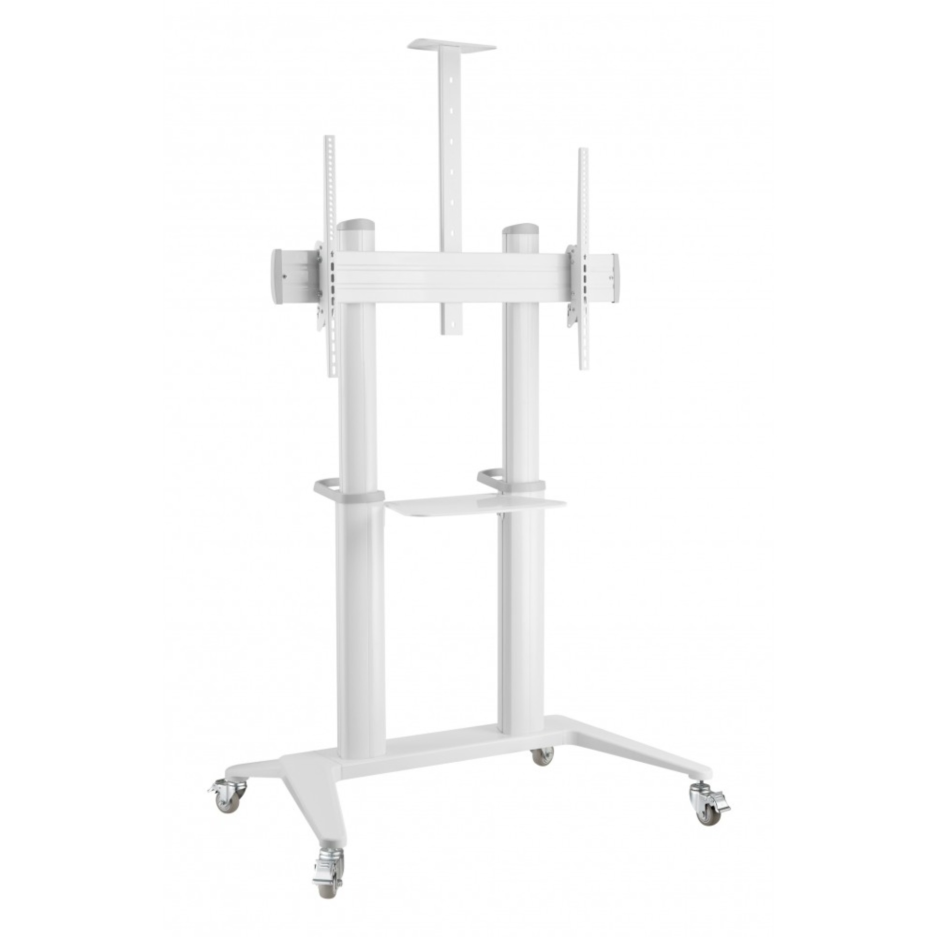 Ultra modern TV trolley made of aluminium, white, for TVs from 70" to 120"