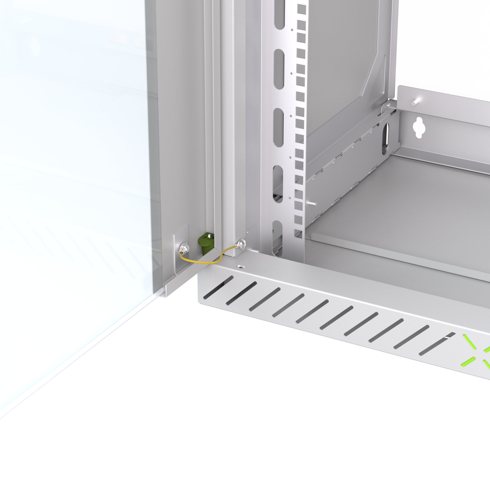 Wandgehäuse X-Rack mit Glastür 400-600mm 9HE grau RAL7035