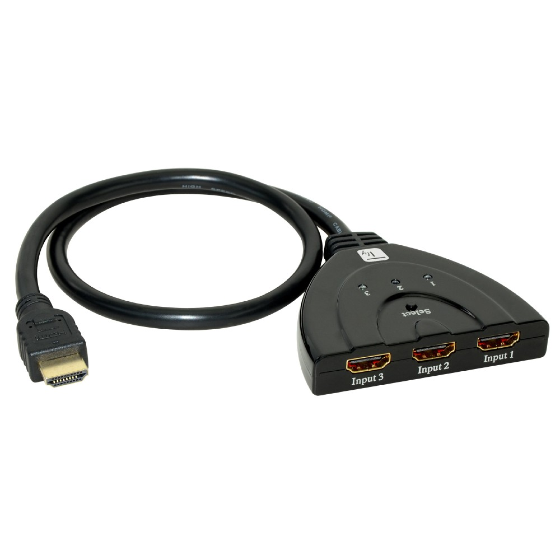 Compact 3-port HDMI switch, 8K@60Hz, 0.50 m, black, 3 x IN/1x OUT