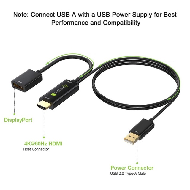 Adapter HDMI M auf DisplayPort F + USB-A M, 4K 60Hz