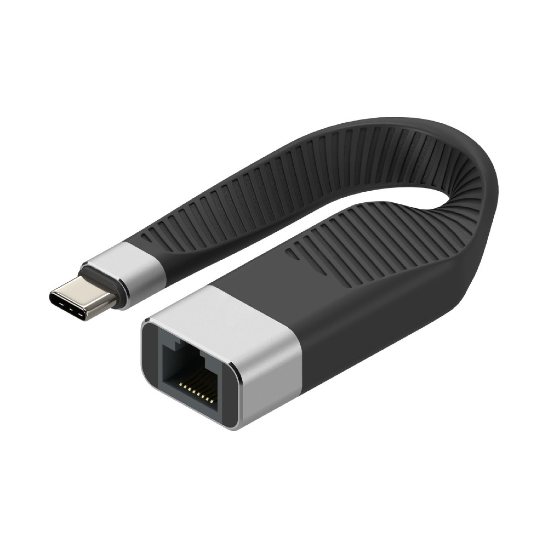 Techly USB-C Stecker auf RJ45-Buchse, kurz, flaches FPC Kabel