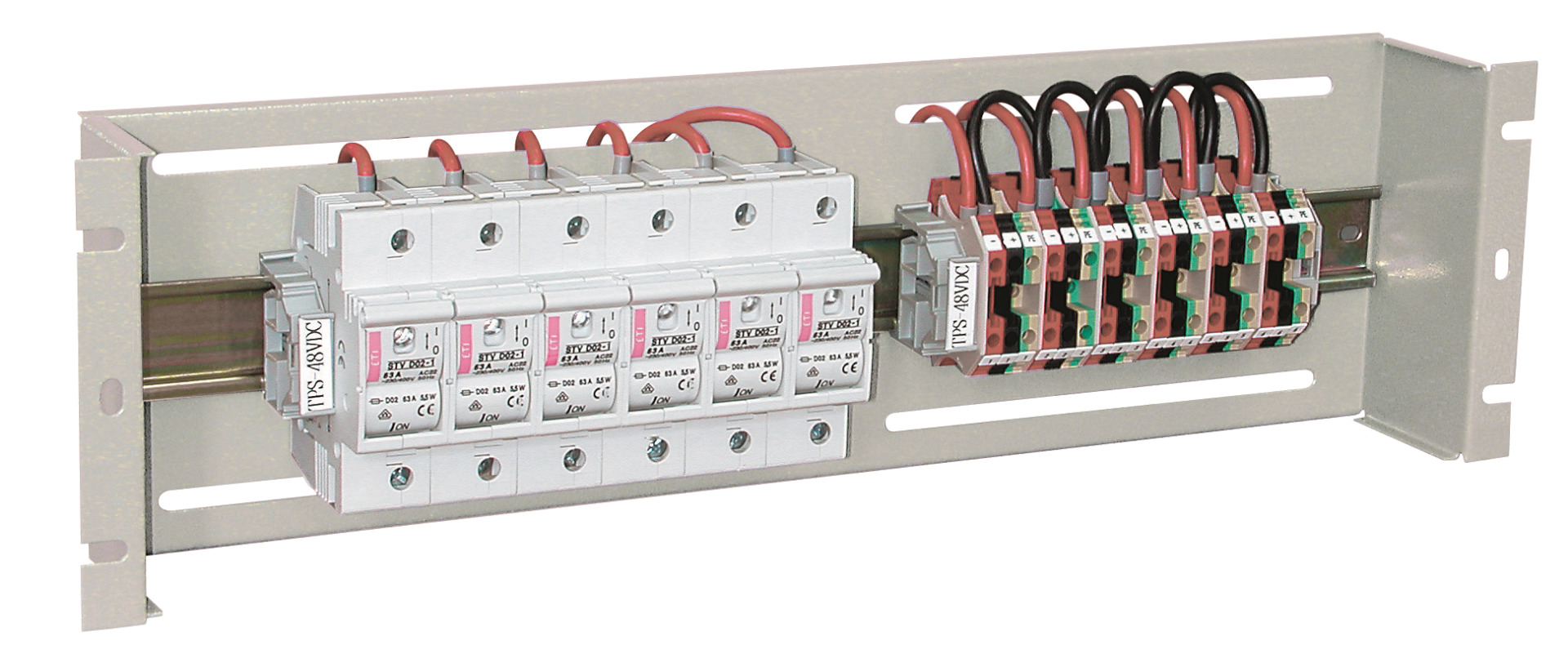 19" 3U Power Distribution/Circuit Braker Housing for 22 Modules 17.5 mm, RAL9005