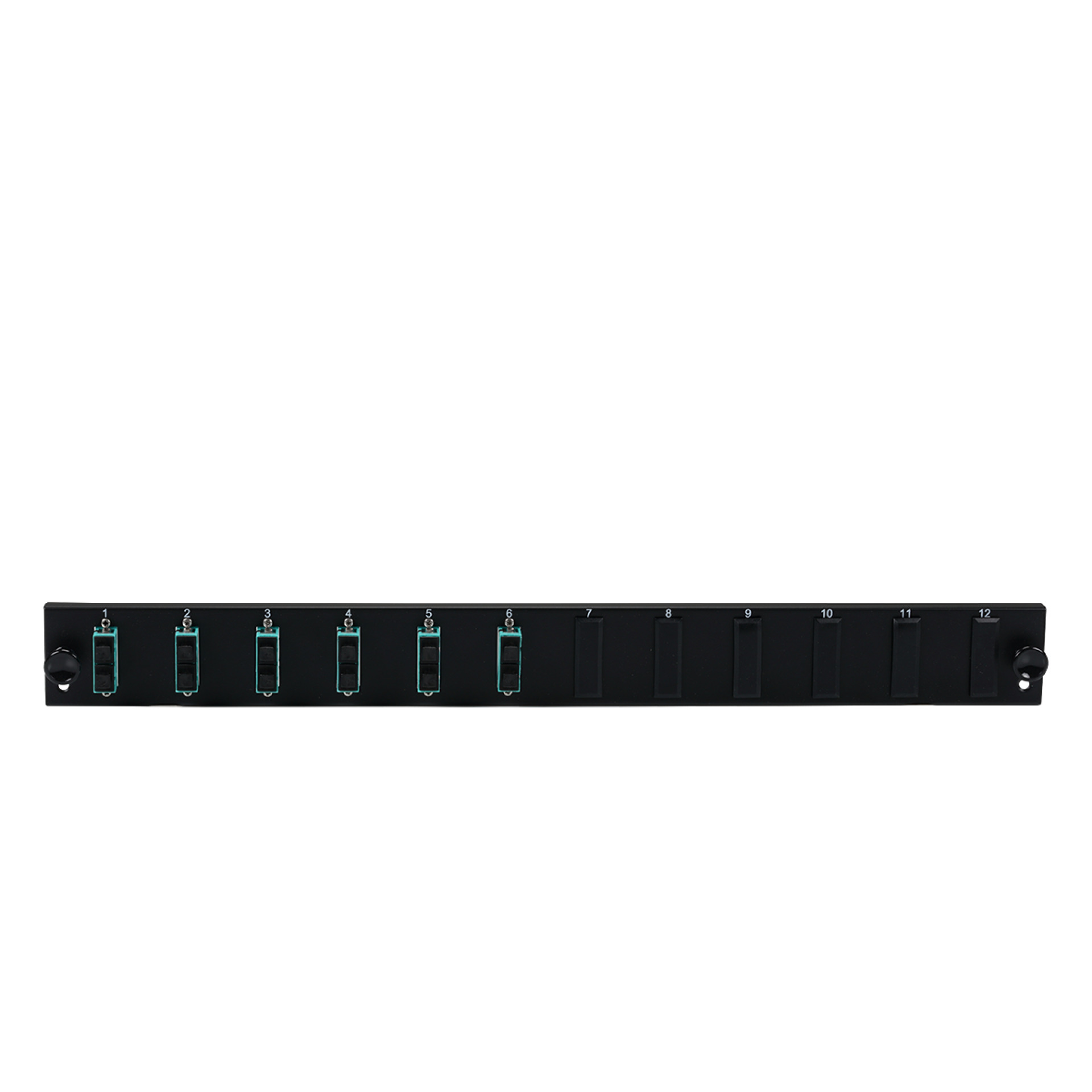 Equiped 12 Port Front Panel with 6xSC Duplex Adapter OM3 vertical, black