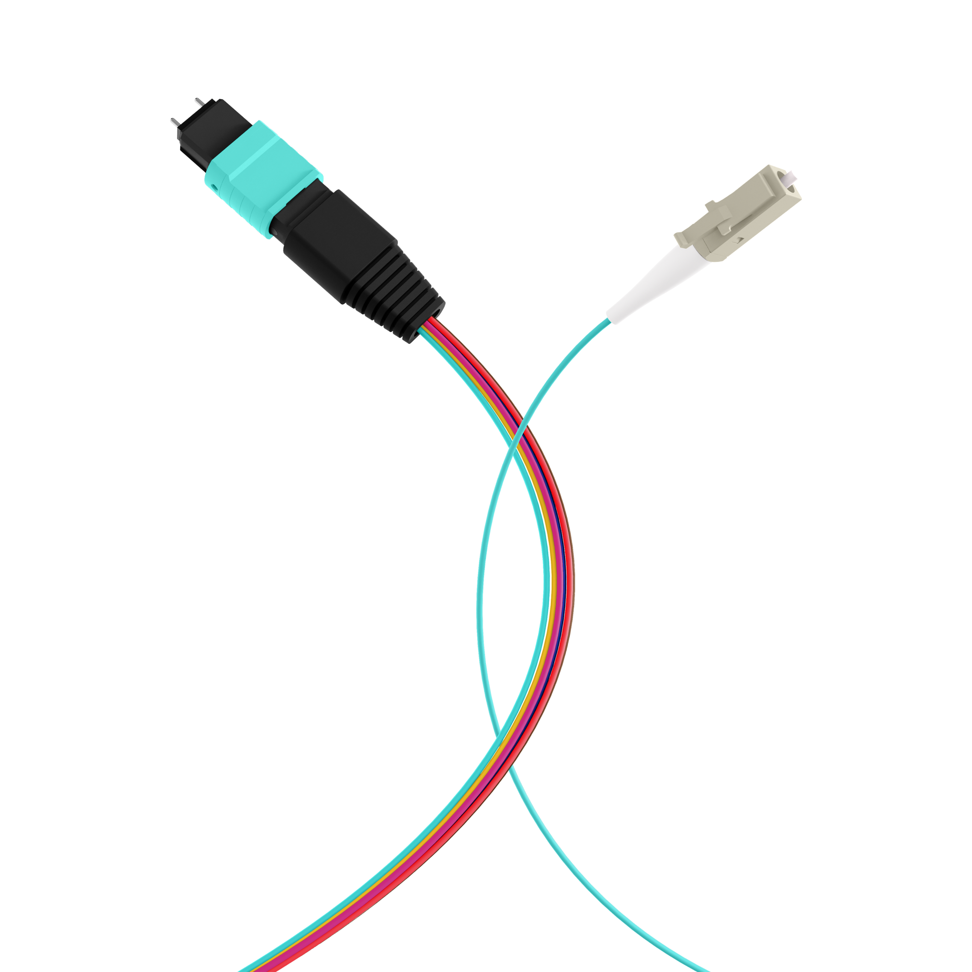 MTP®(M)-LC Fanoutkabel OM3 8 Fasern Typ B LSZH aqua 1m