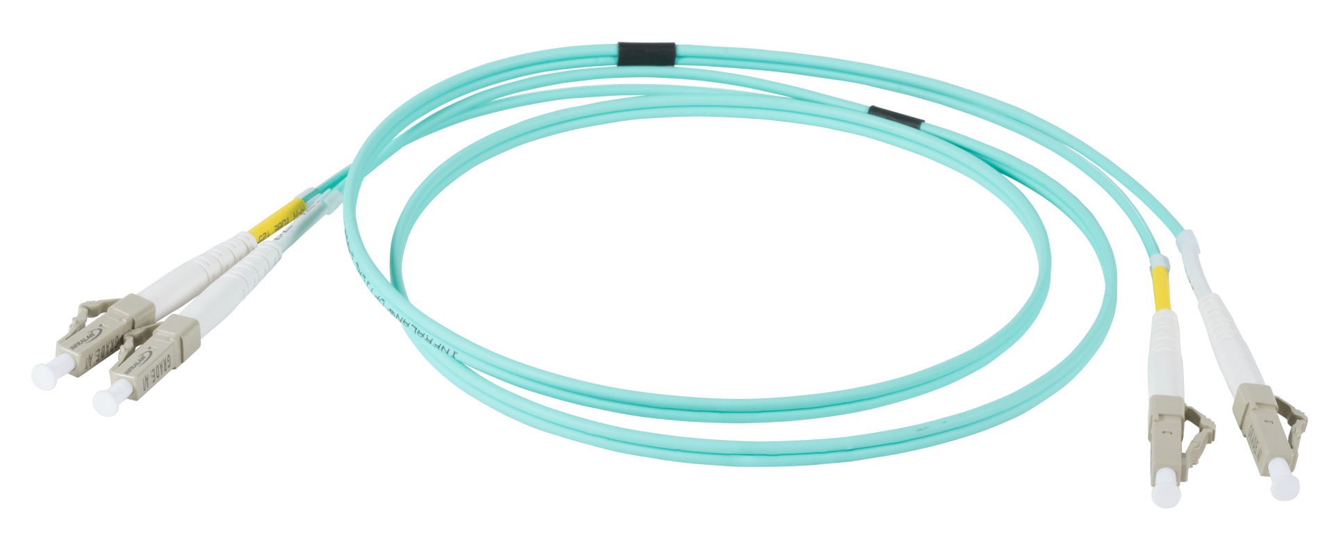 INFRALAN® Duplex Jumper LC-LC 50/125µ, OM3, LSZH, aqua, 2.0mm, 10m