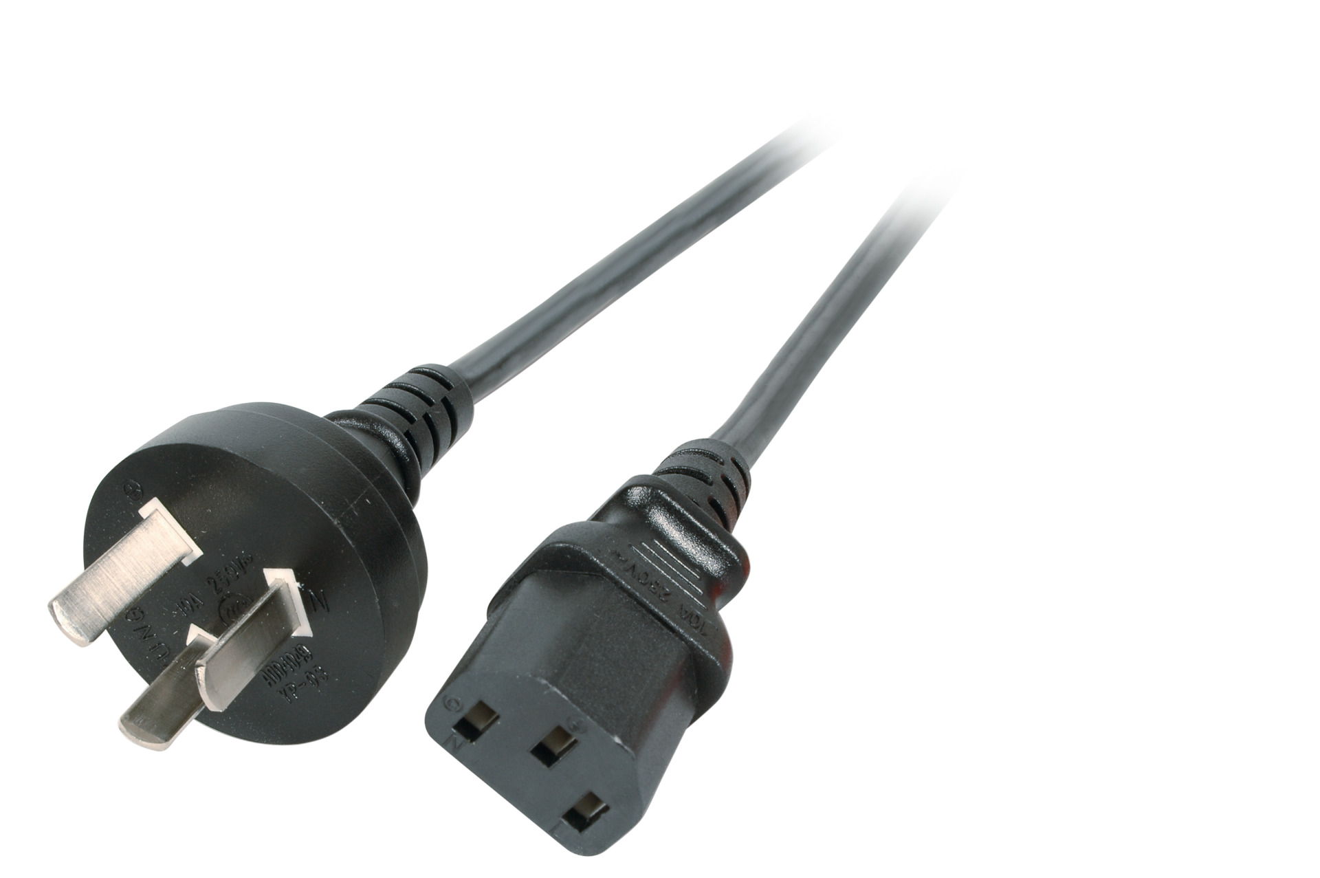 Power Cable China Type I - C13 180°, Black, 1.8 m, 3 x 0.75 mm²