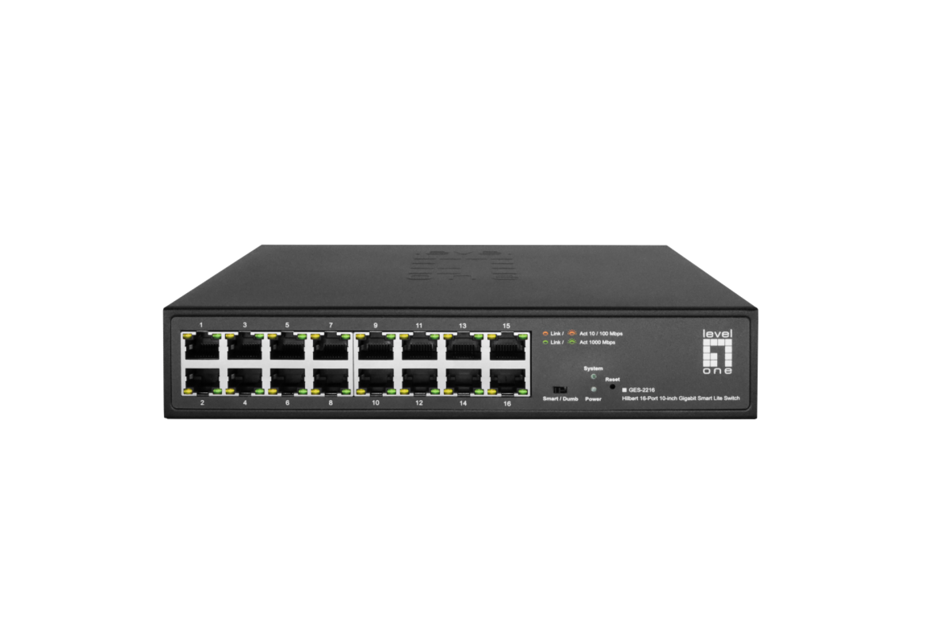 HILBERT 10 Zoll 16-Port Gigabit Smart Lite Managed Switch