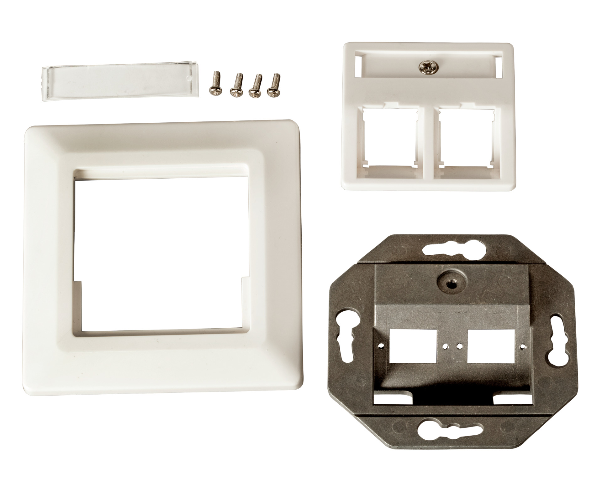 INFRALAN® 2-Port Frame Set FO, RAL9010 for 2xSC-Simplex / 2xLC-Duplex