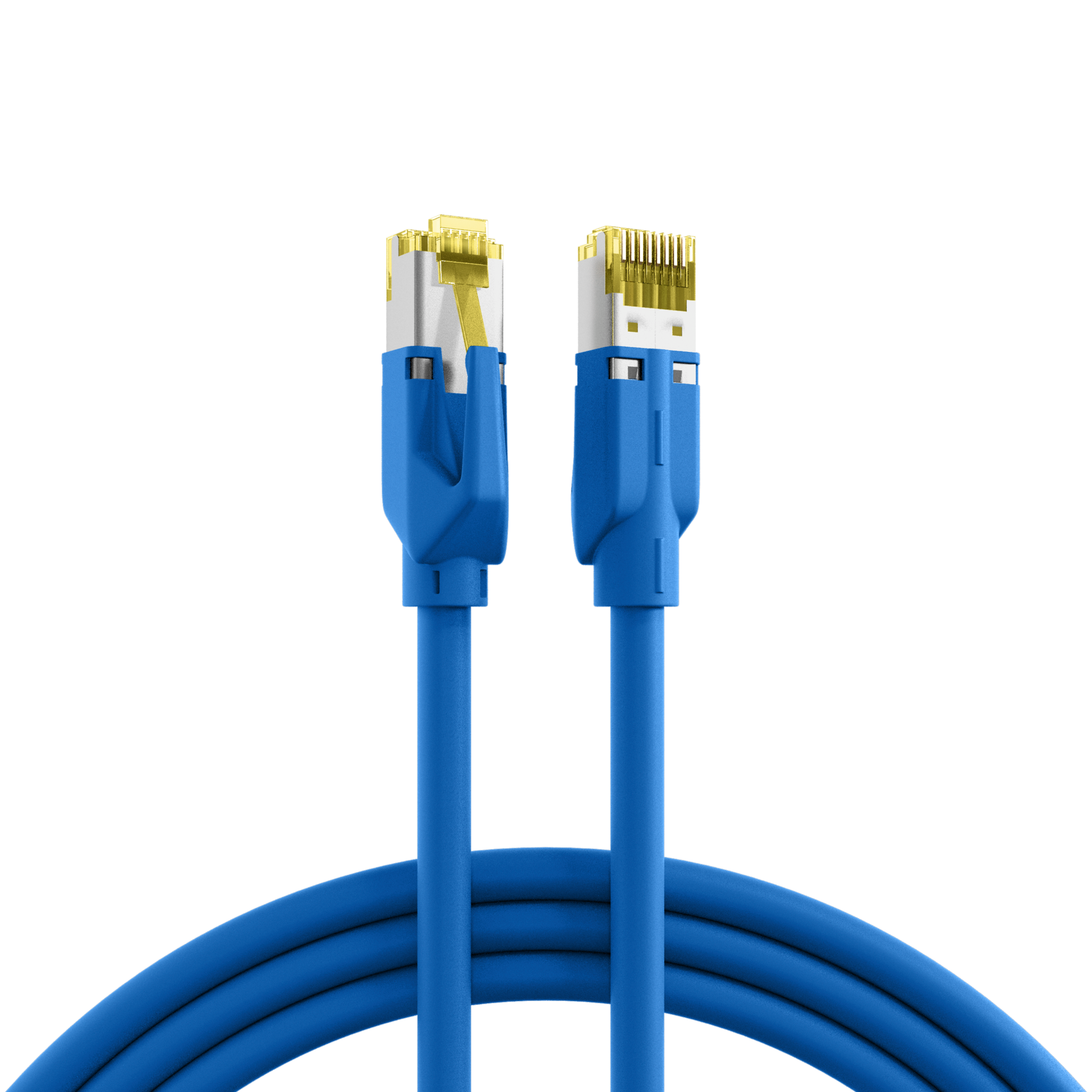 INFRALAN® RJ45 patch cord S/FTP, Cat.6A, TM31, UC900, 1m, blue