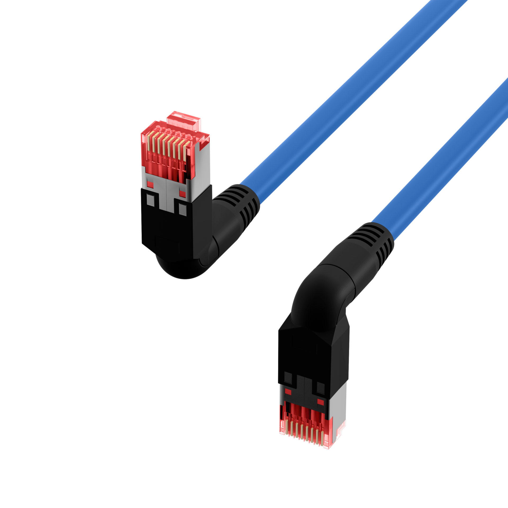 RJ45 Patchkabel Cat.6A S/FTP LSZH  Draka UC900 TM21 2x90° blau 3m