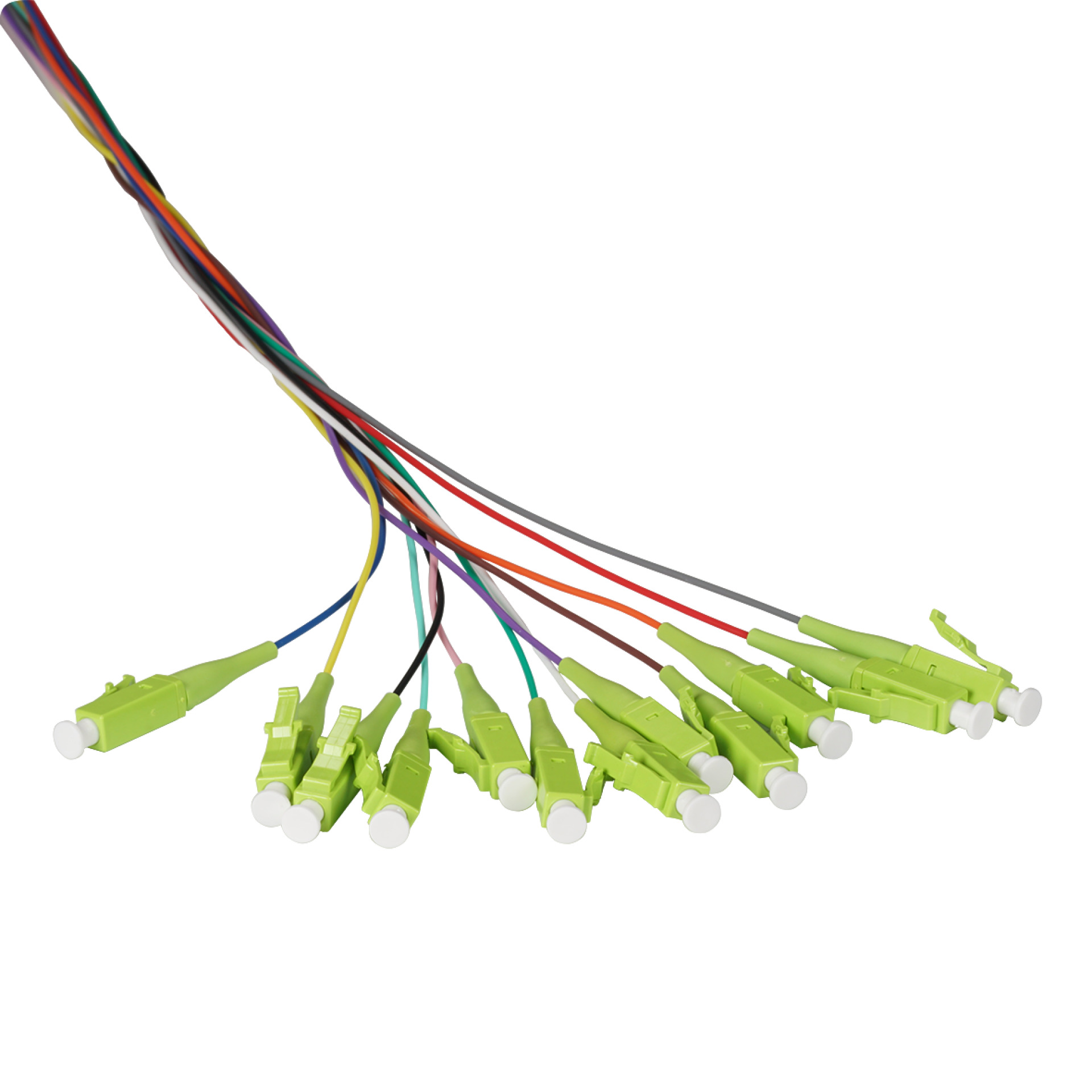 Faserpigtail LC 50/125µ OM5, 12-farbiger Satz, 2 m