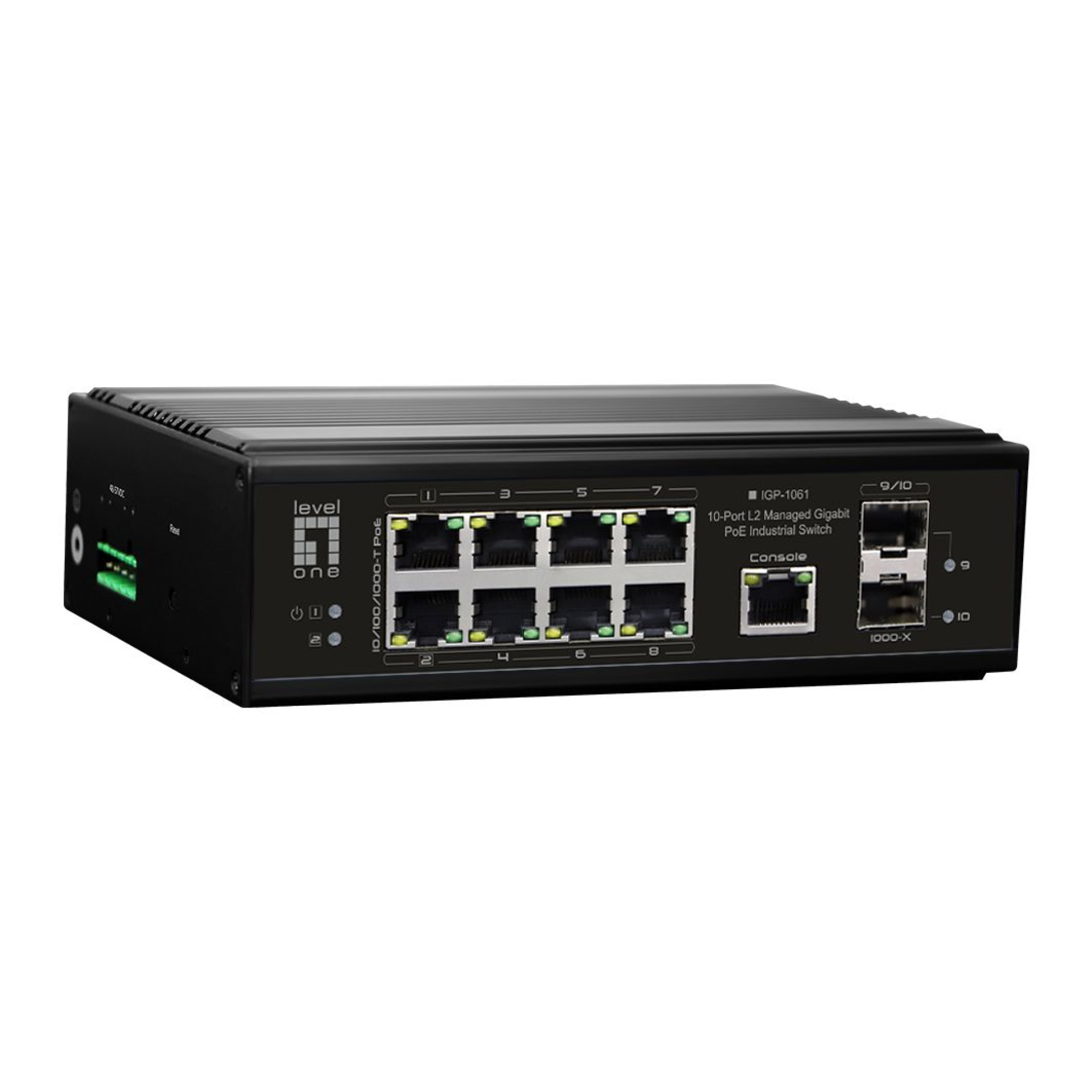 10-Port L2 Managed GigabitPoE Industrieswitch 802.3at/af/bt Hutschiene -40-75°C