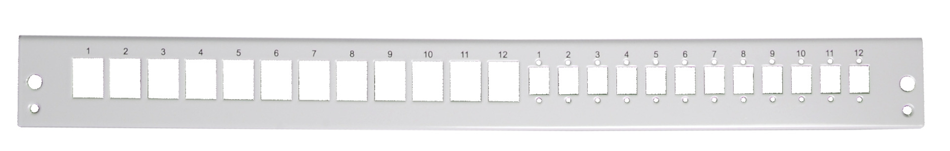 Frontplatte 1HE 12x Keystone + 12x SC- Simplex, RAL7035