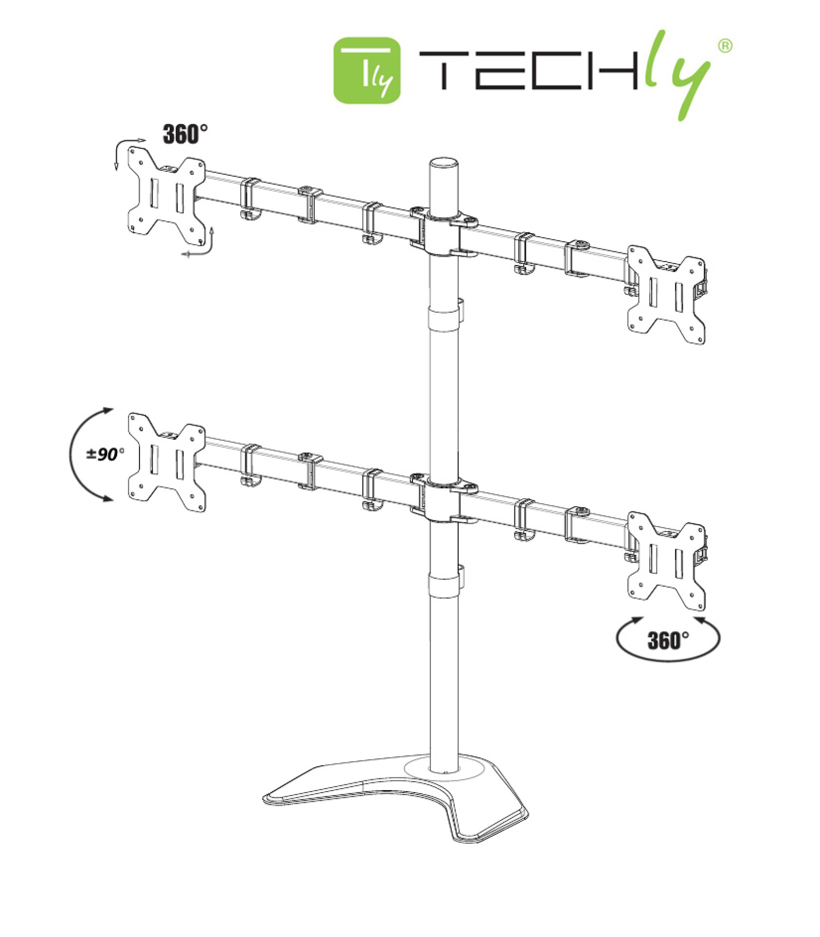 Schreibtischhalterung für 4 LCD TV LED 13"-27", mit Standfuß